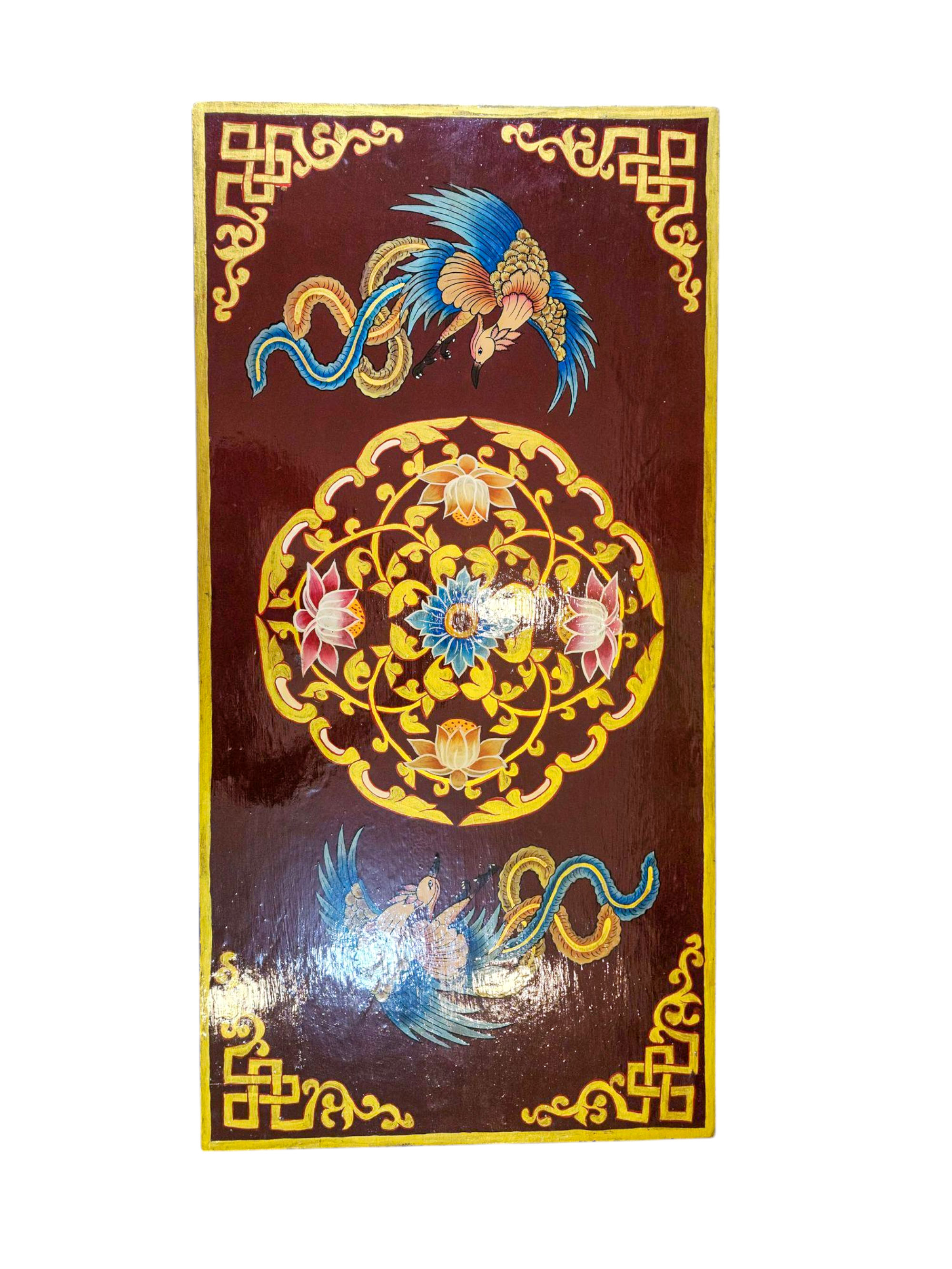 Tibetan Ritual Foldable Table, Traditional Color Painted