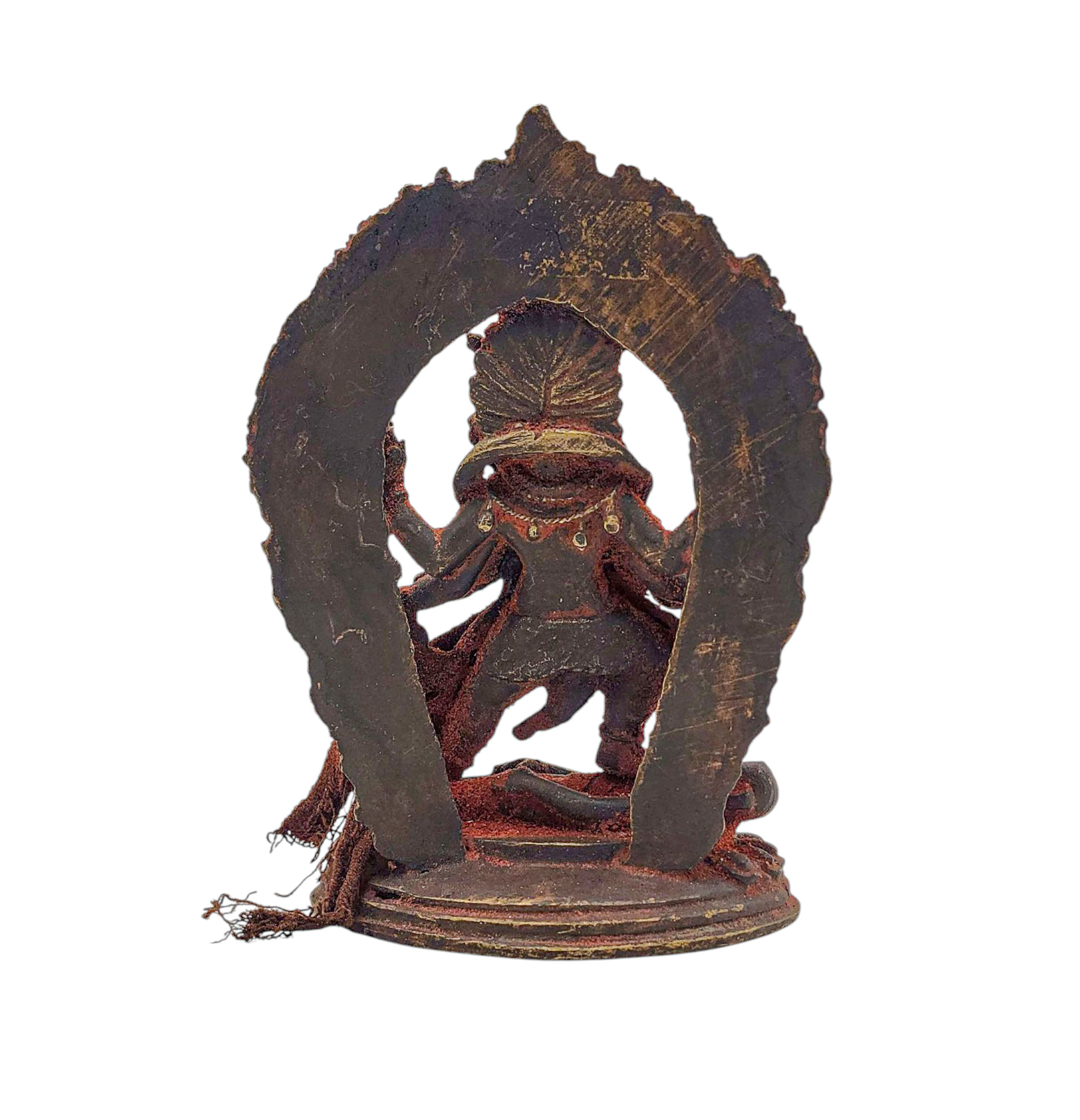 mahakala Four Arms, Buddhist Miniature Statue, antique Finishing