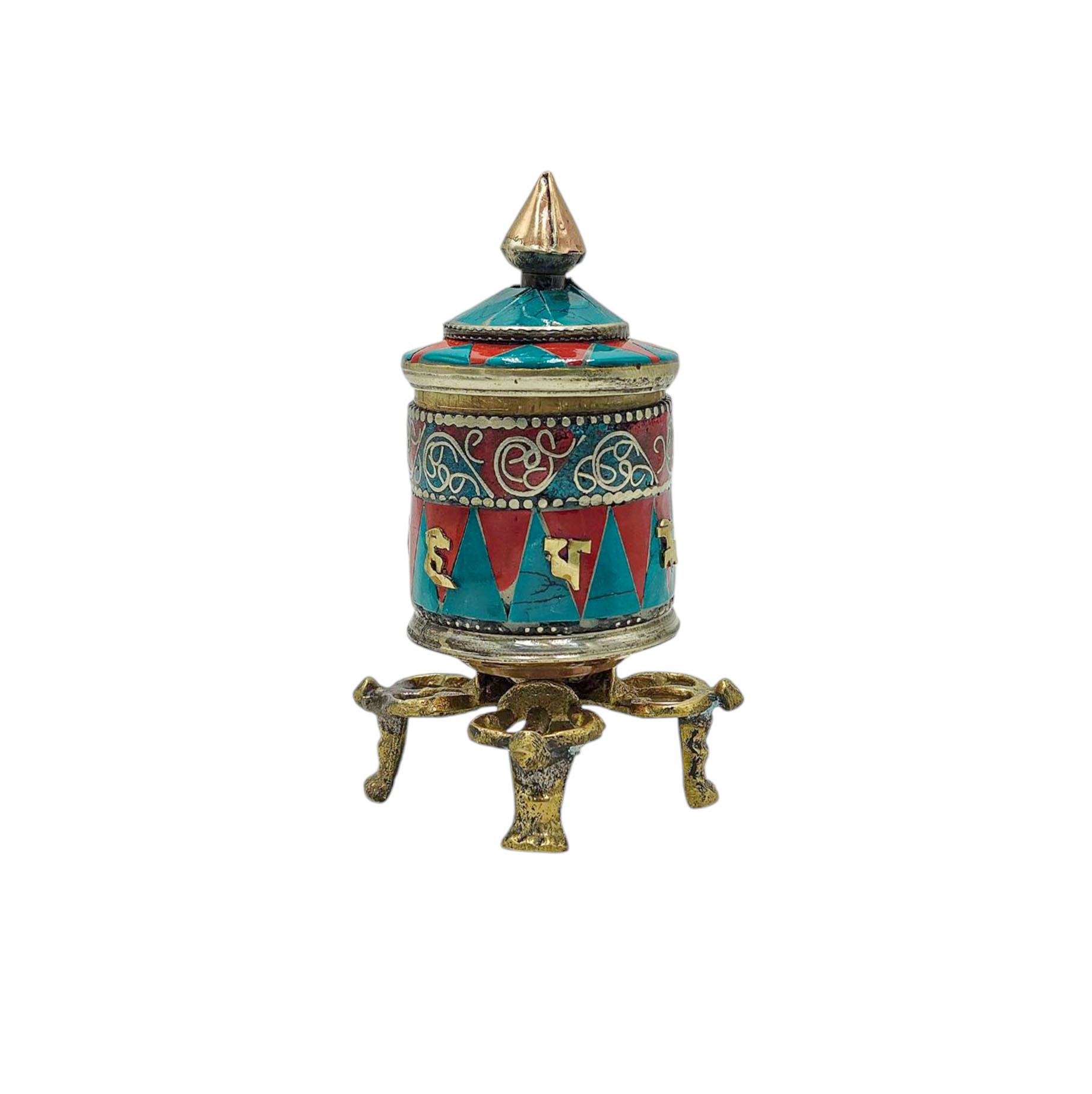 Buddhist Metal Prayer Wheel <span Style=