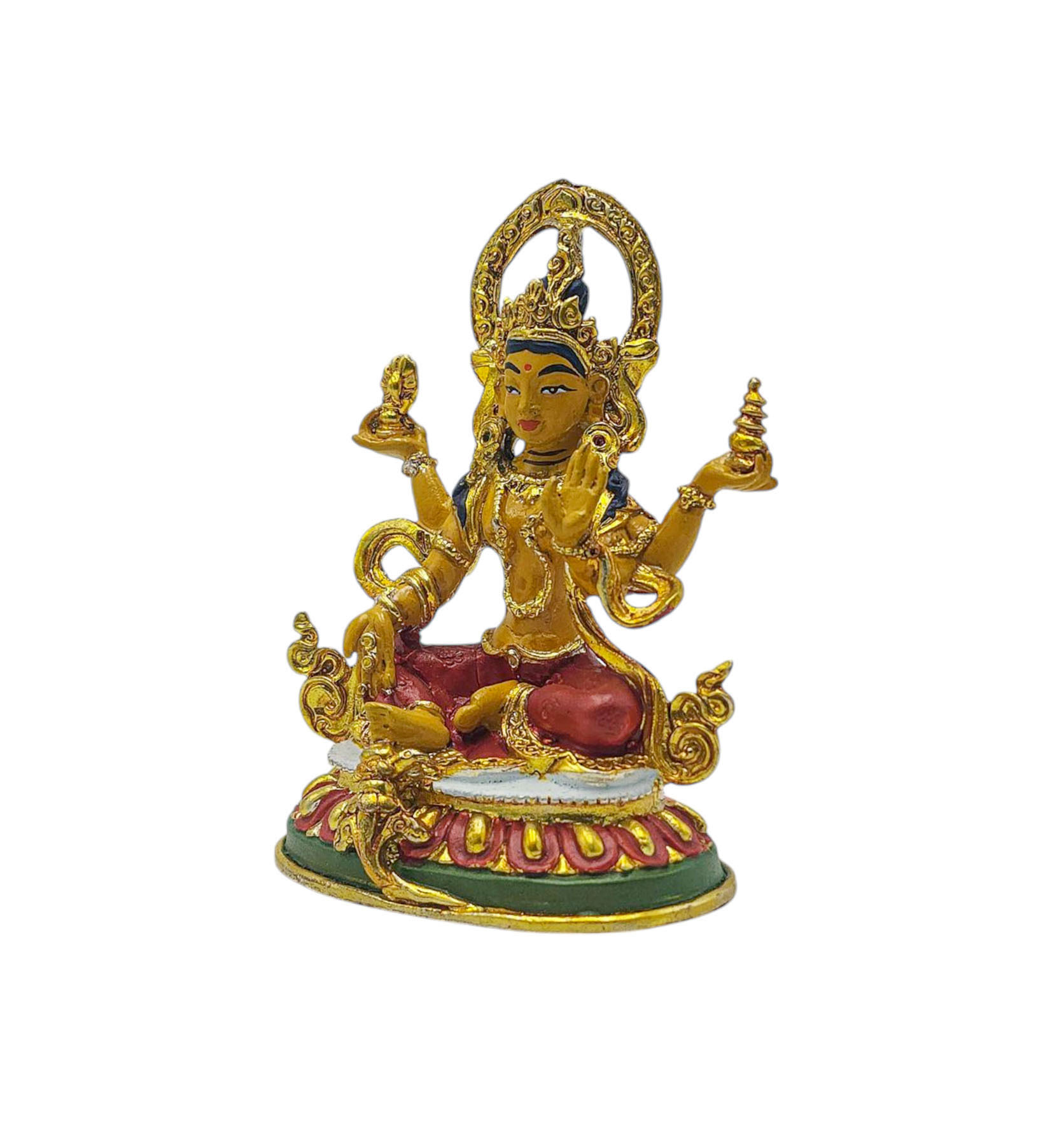lakshmi, Buddhist Miniature Statue, thangka Color Finishing, face Painted