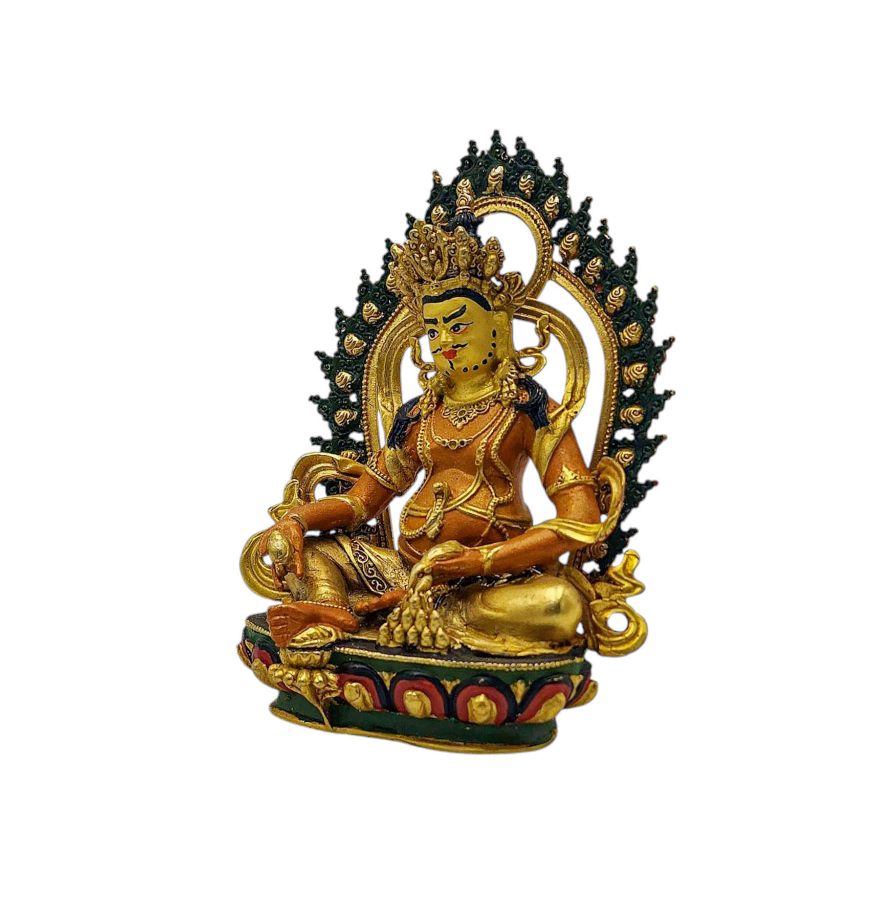 yellow Jambhala, Buddhist Miniature Statue, thangka Color Finishing,