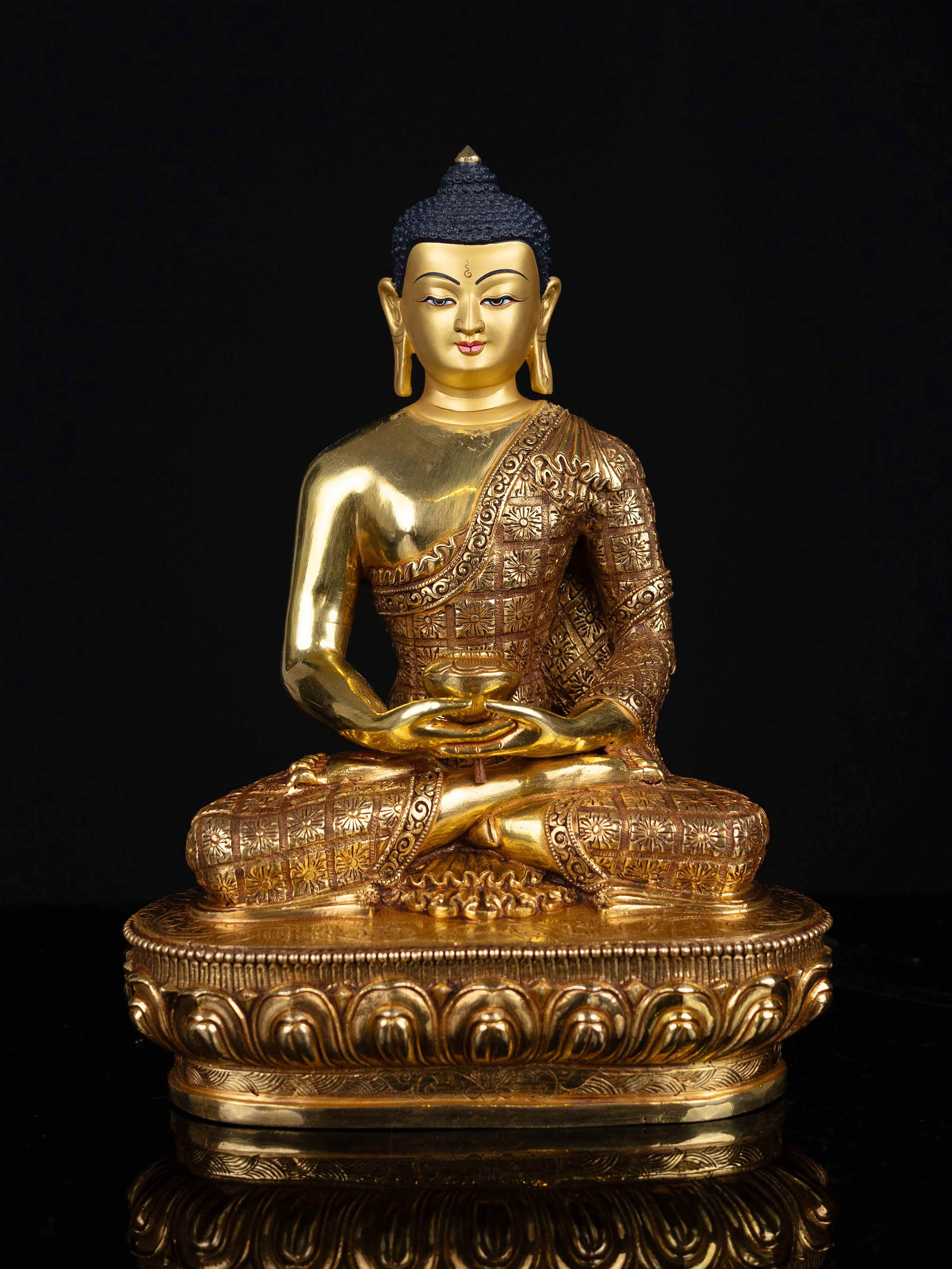 [amitabha Buddha], Buddhist Statue, [full Gold Plated], [face Painted]