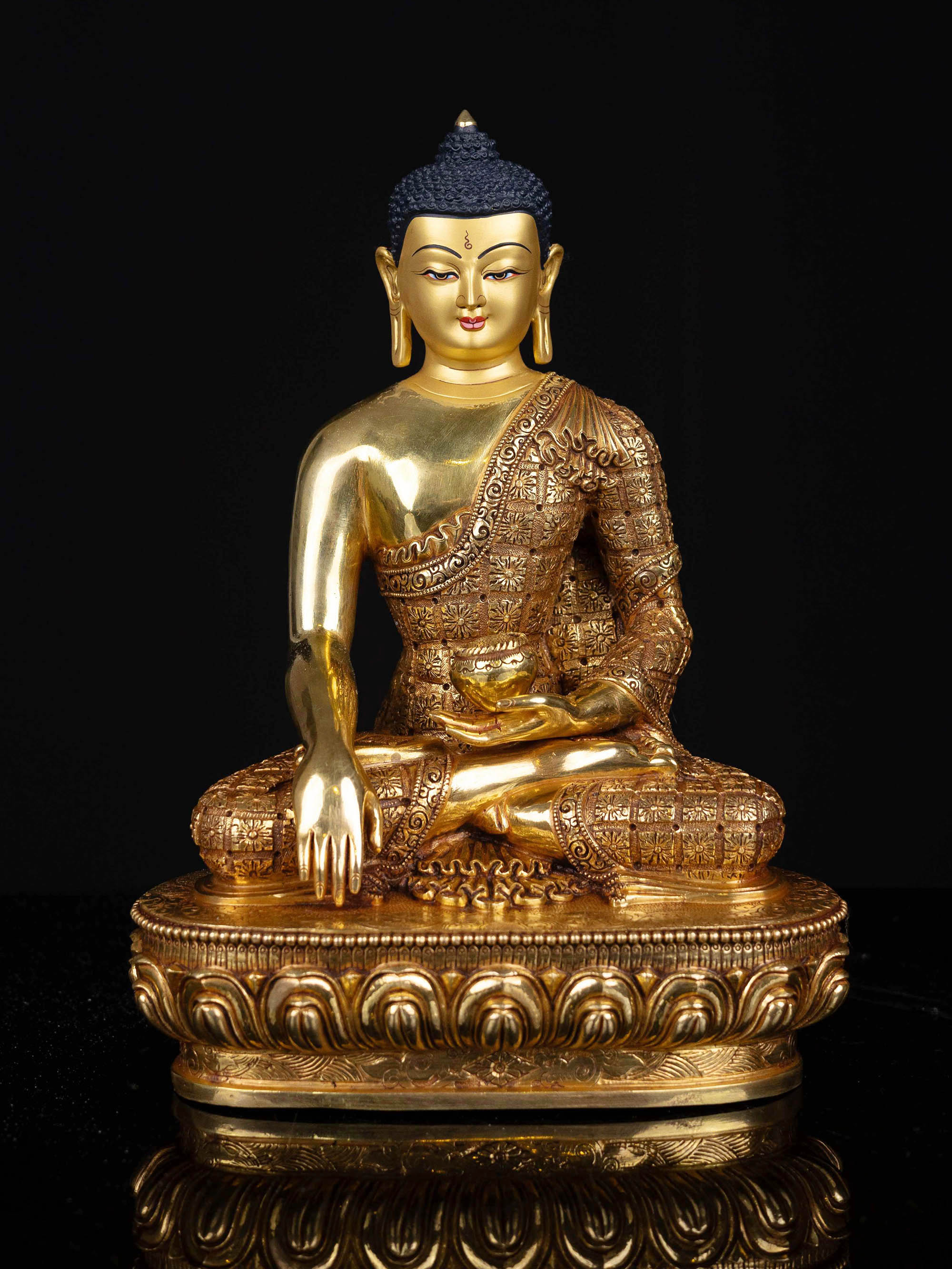 [shakyamuni Buddha], Buddhist Statue, [full Gold Plated], [face Painted]