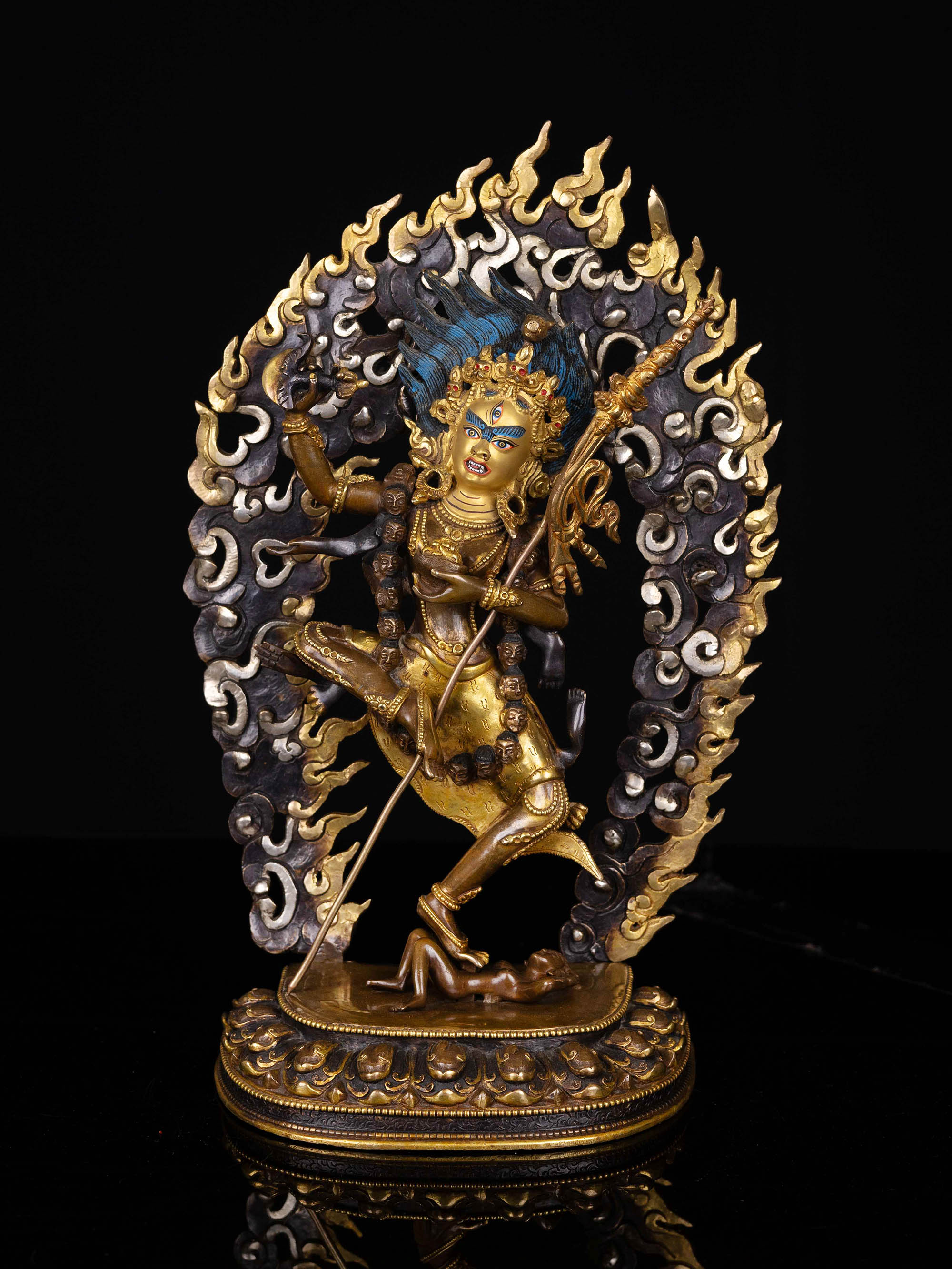 [vajravarahi], Buddhist Statue, [partly Gold Plated With Extra Gold], [face Painted]