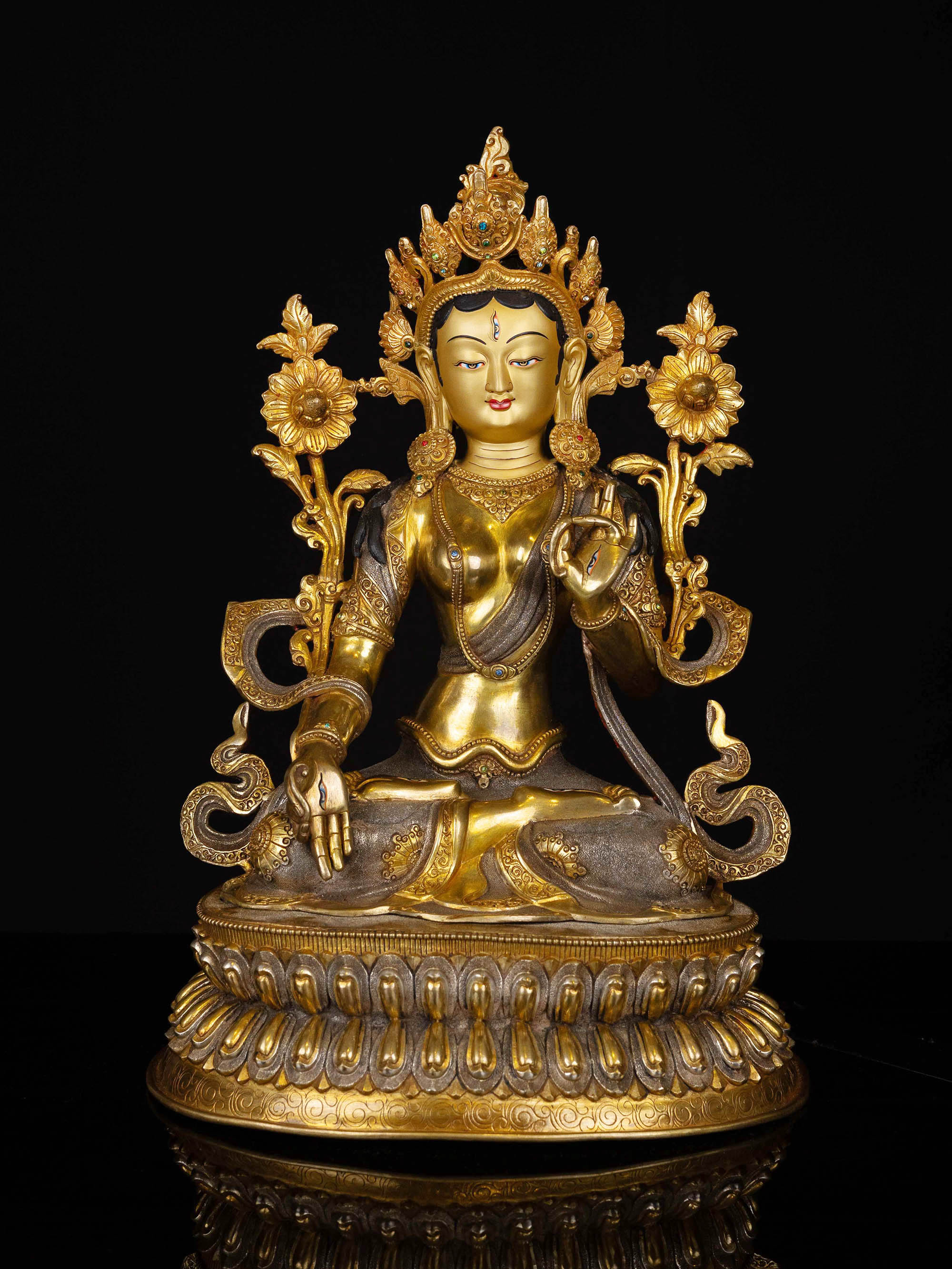 [white Tara], Buddhist Statue, [full Gold Plated], [face Painted]