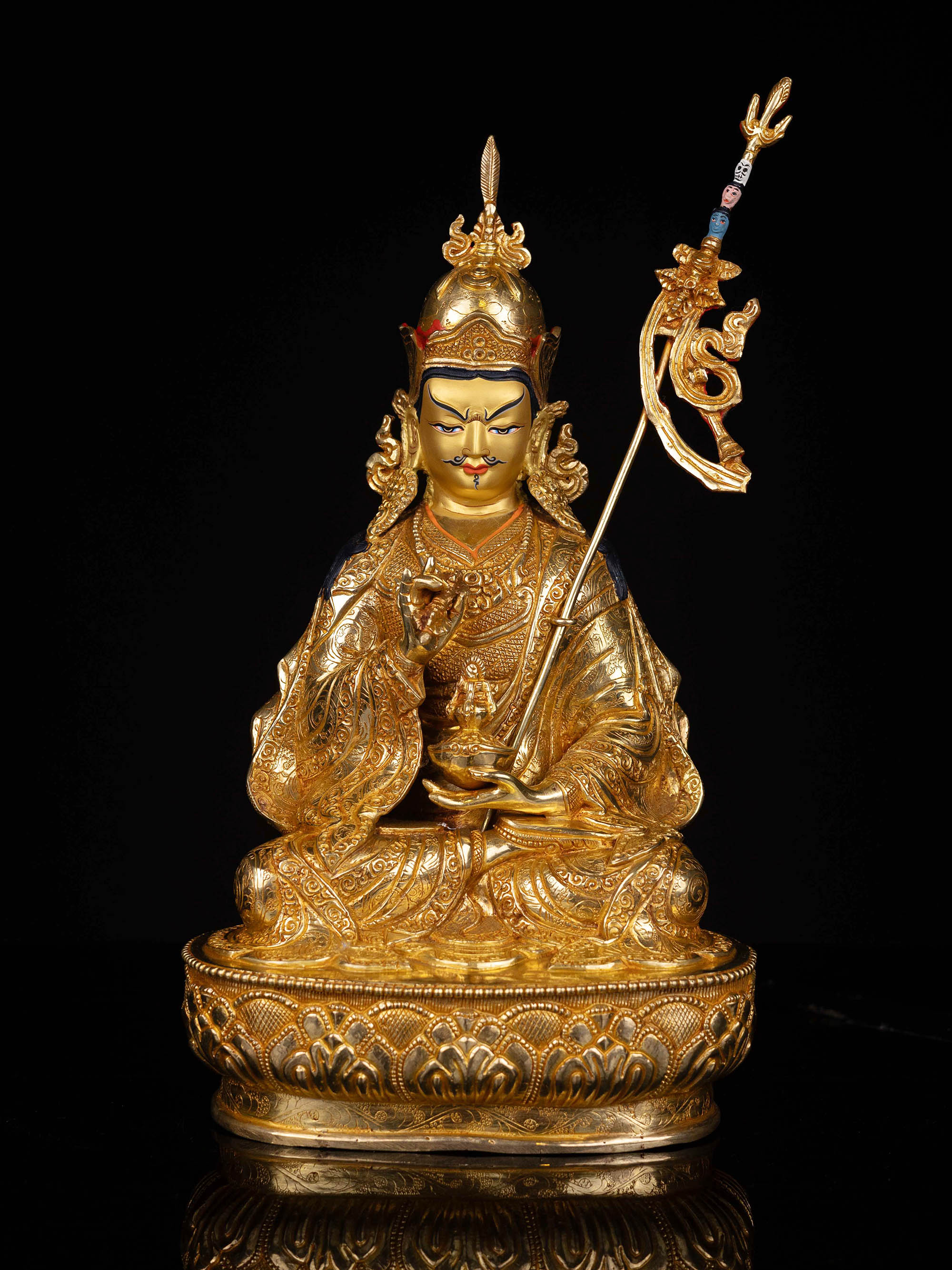 [padmasambhava], Buddhist Statue, [full Gold Plated], [face Painted]