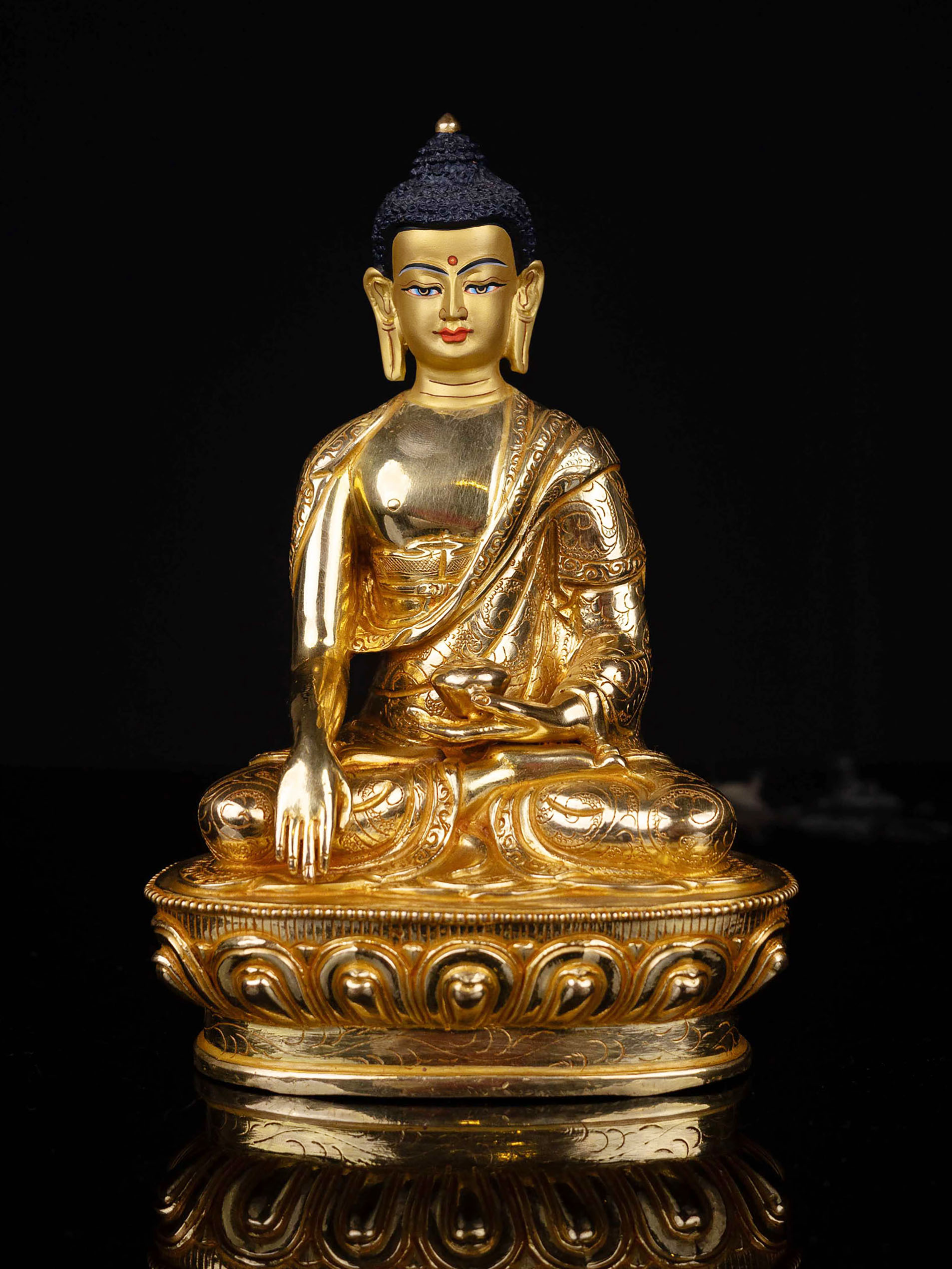 [shakyamuni Buddha], Buddhist Statue, [full Gold Plated], [face Painted]