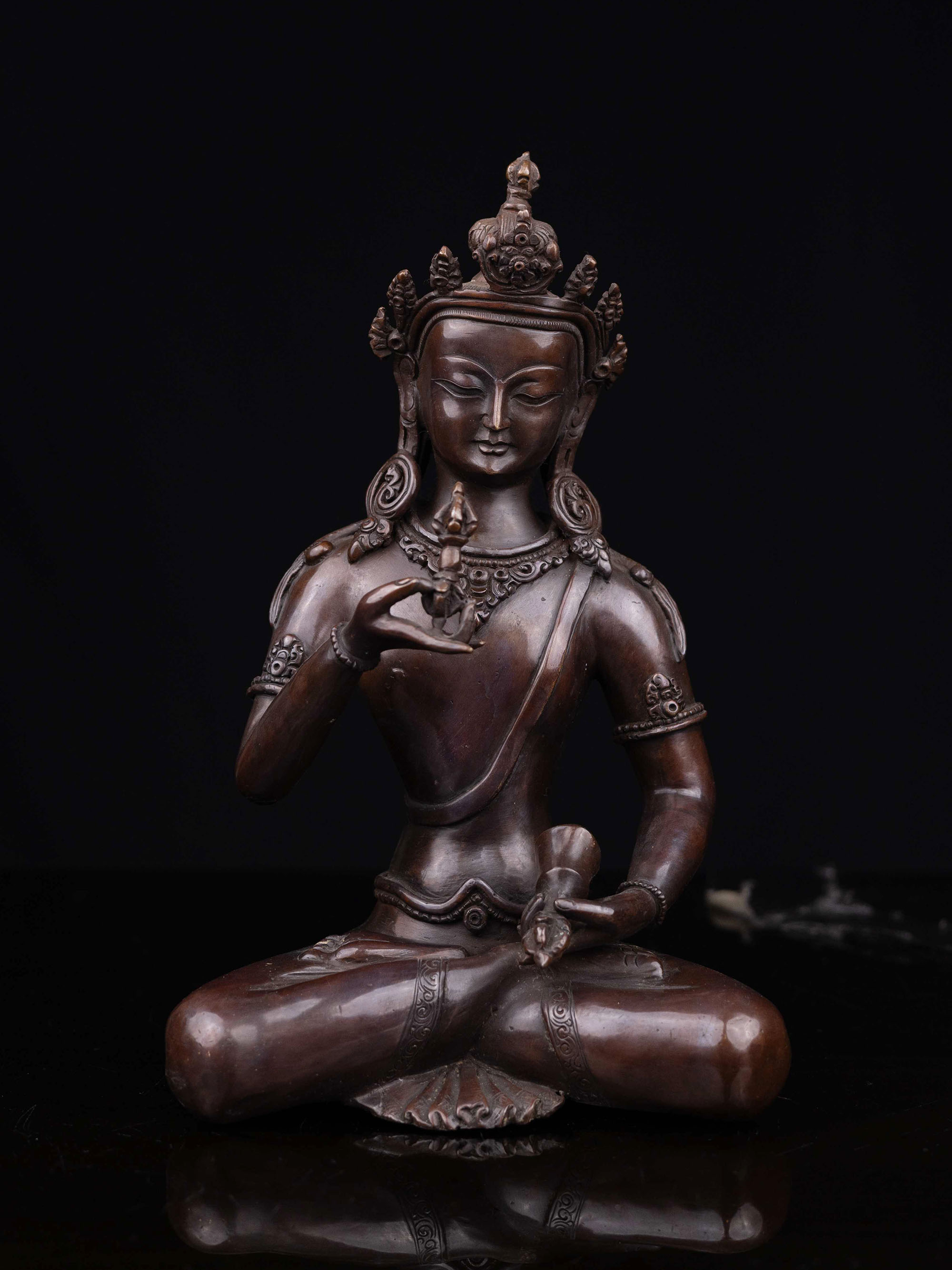 [vajrasattva], Buddhist Statue, [chocolated Oxidized]