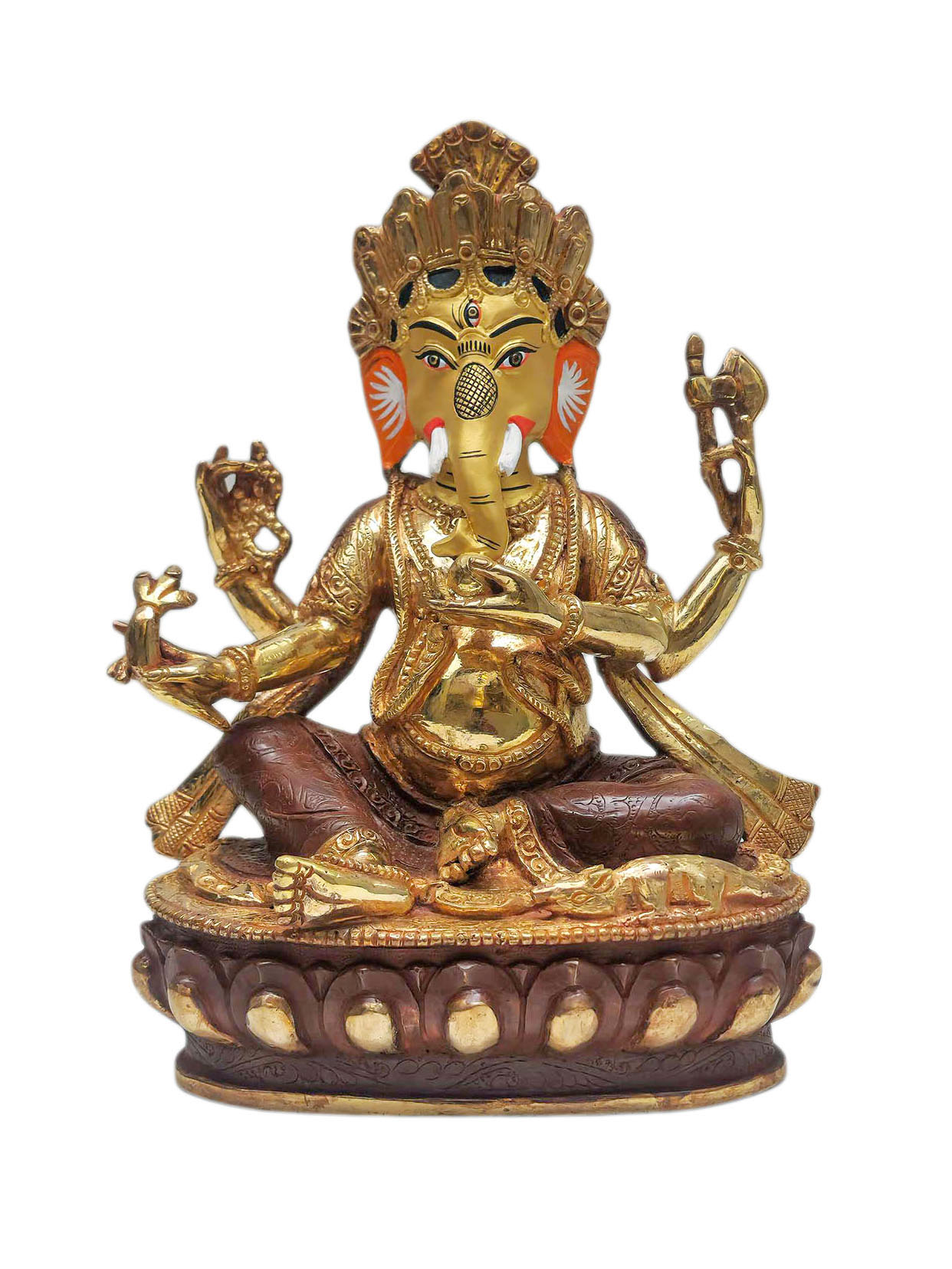 [ganesh], Buddhist Statue, [partly Gold Plated], [face Paint]