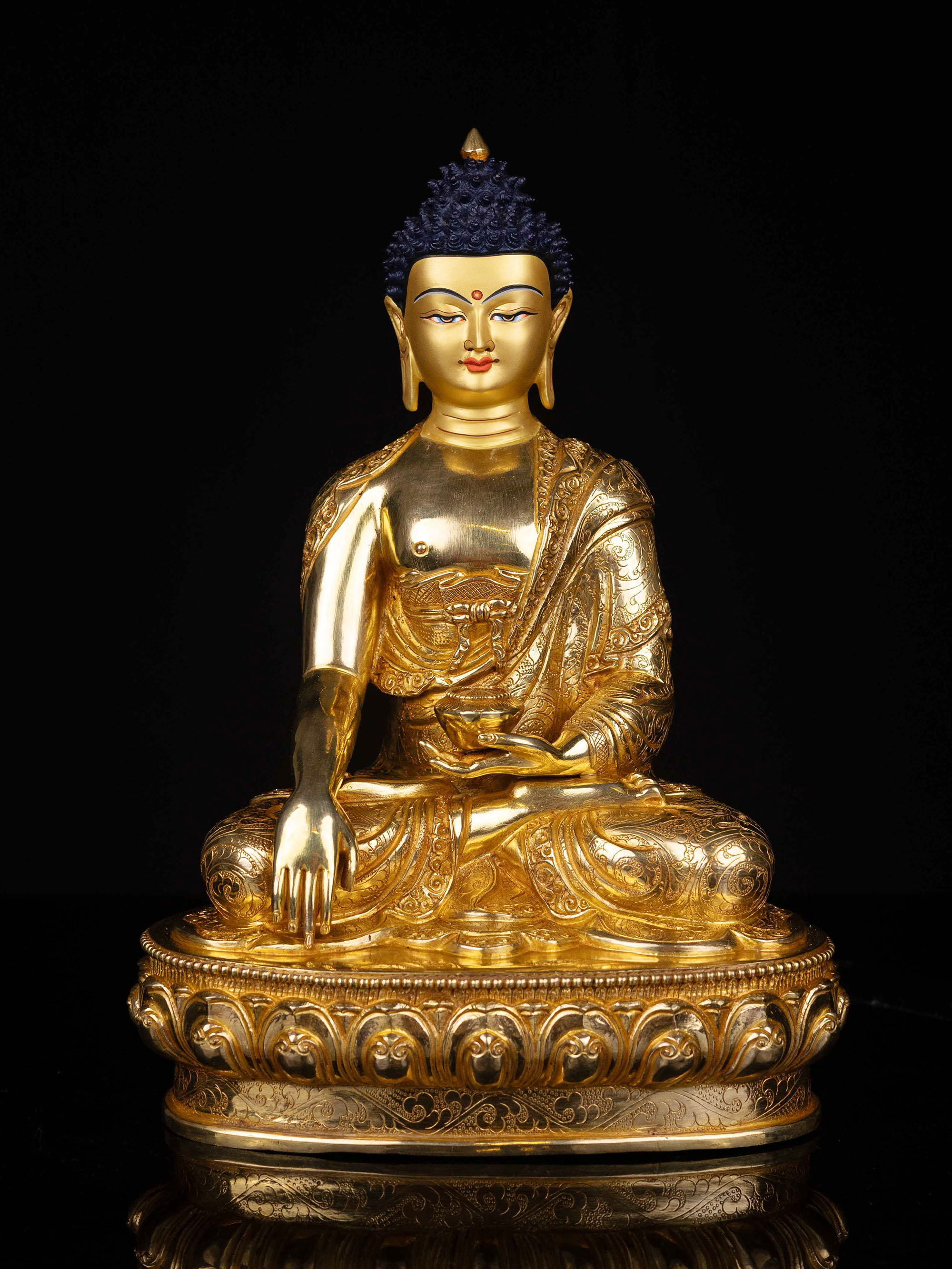 [shakyamuni Buddha], Buddhist Statue, [full Gold Plated], [face Painted]
