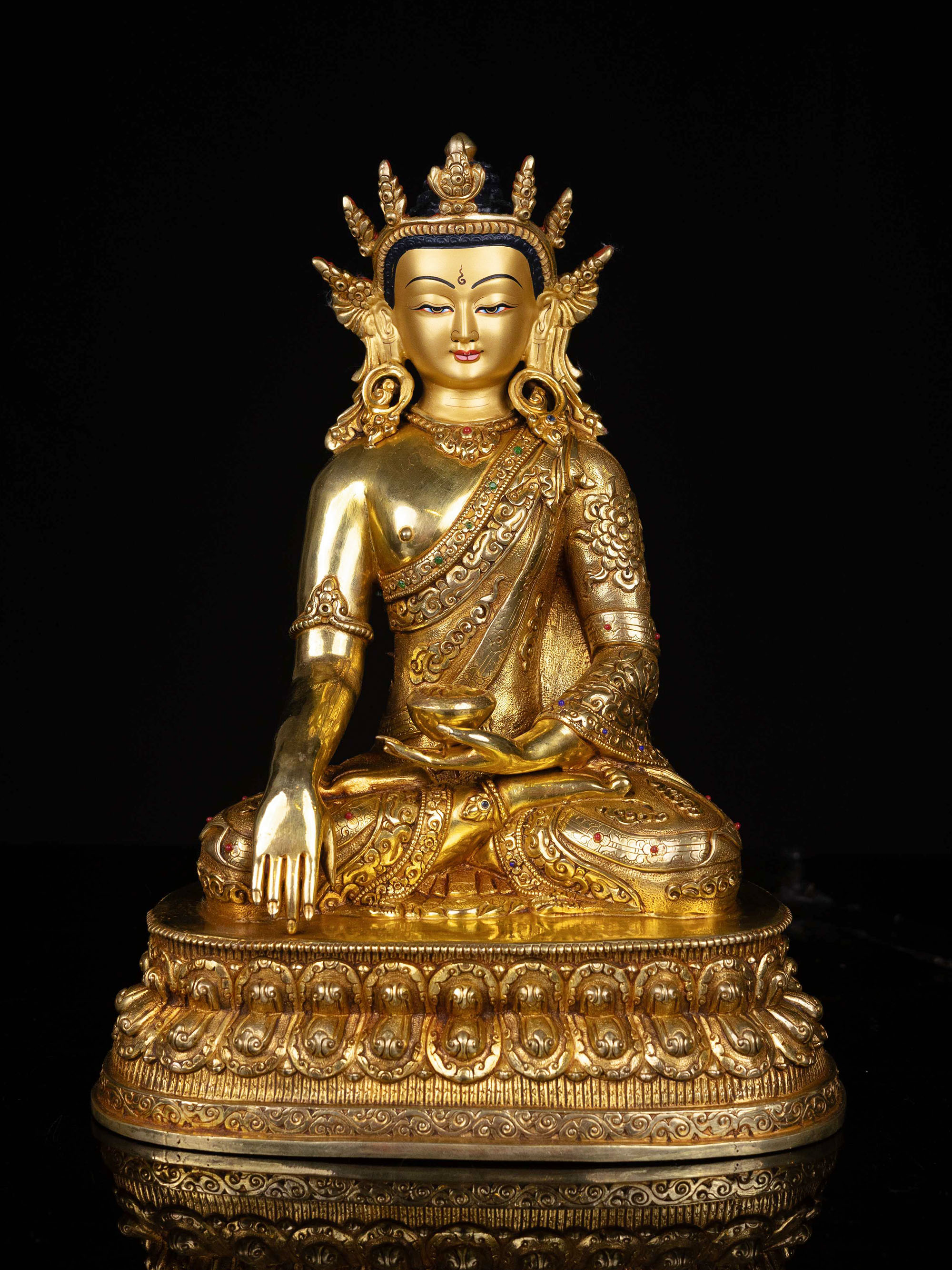 [shakyamuni Buddha], Buddhist Statue, [full Gold Plated], [face Painted]