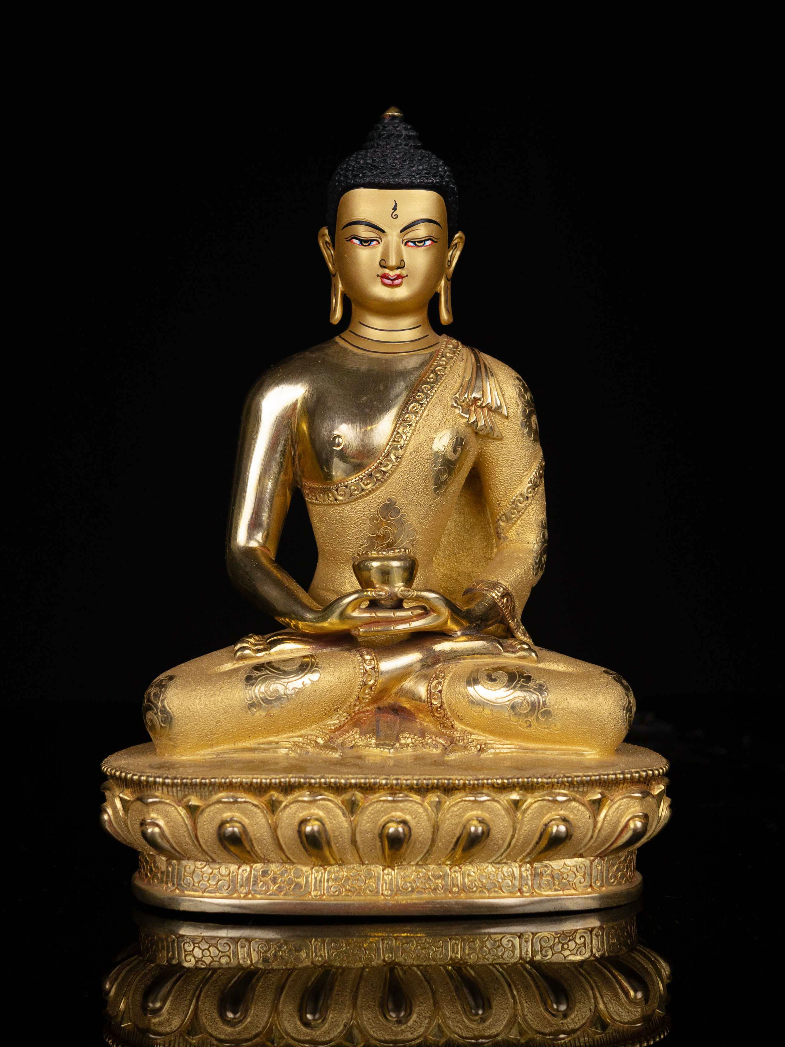 [amitabha Buddha], Buddhist Statue, [full Gold Plated], [face Painted]