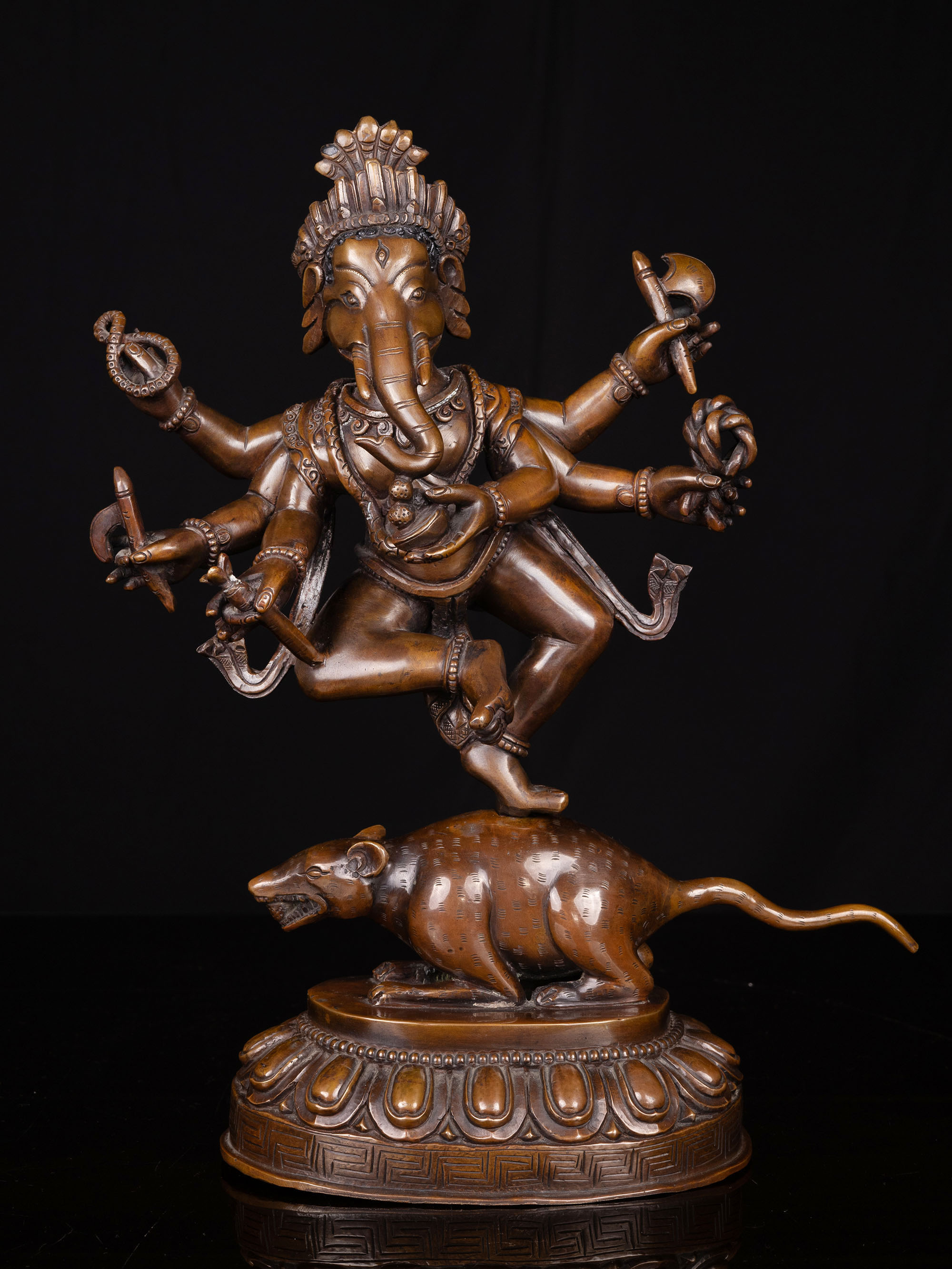[ganesh], Buddhist Handmade Statue, [chocolate Oxidized], []
