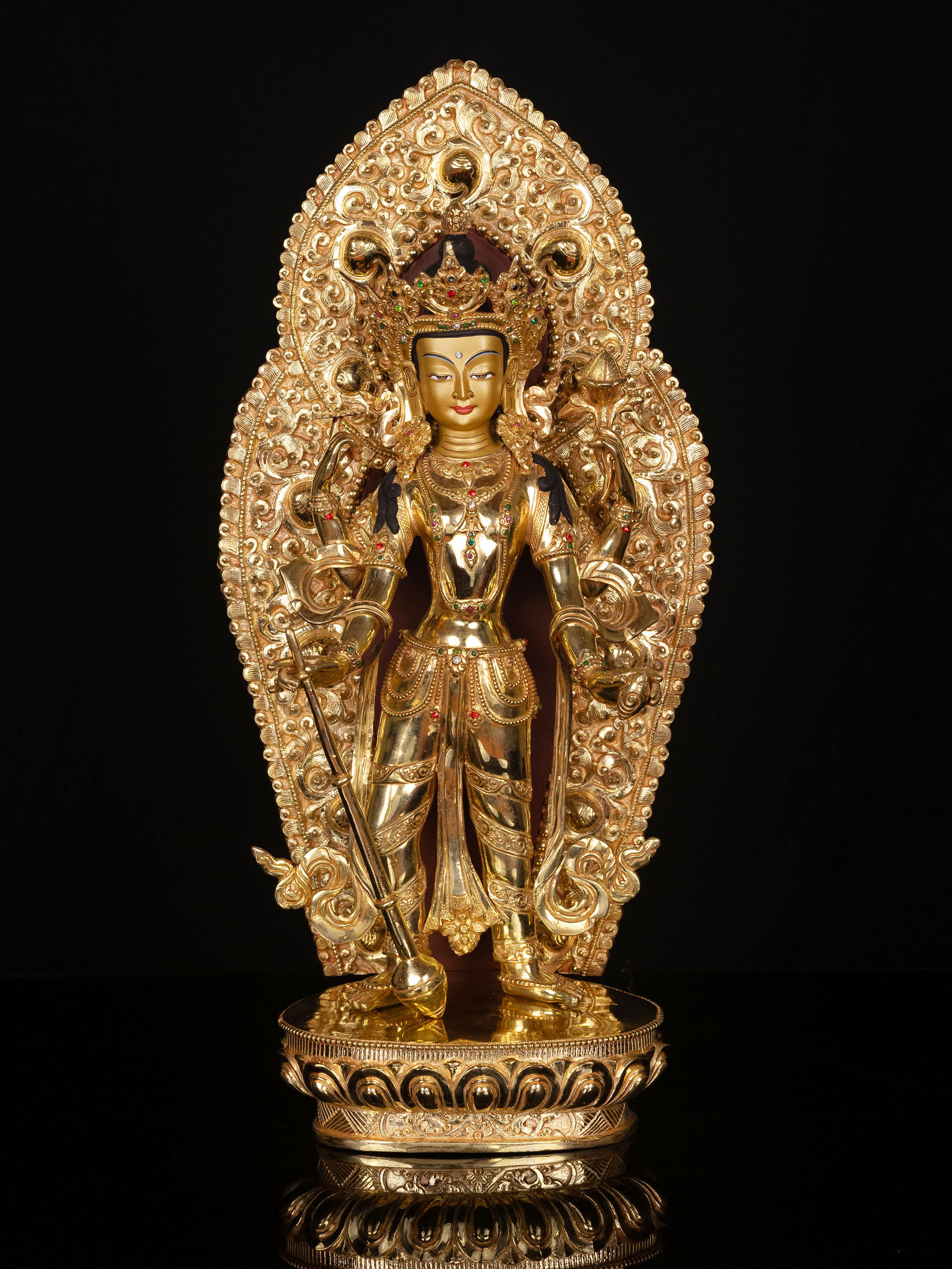 [vishnu], Buddhist Handmade Statue, [full Gold Plated], [face Painted]