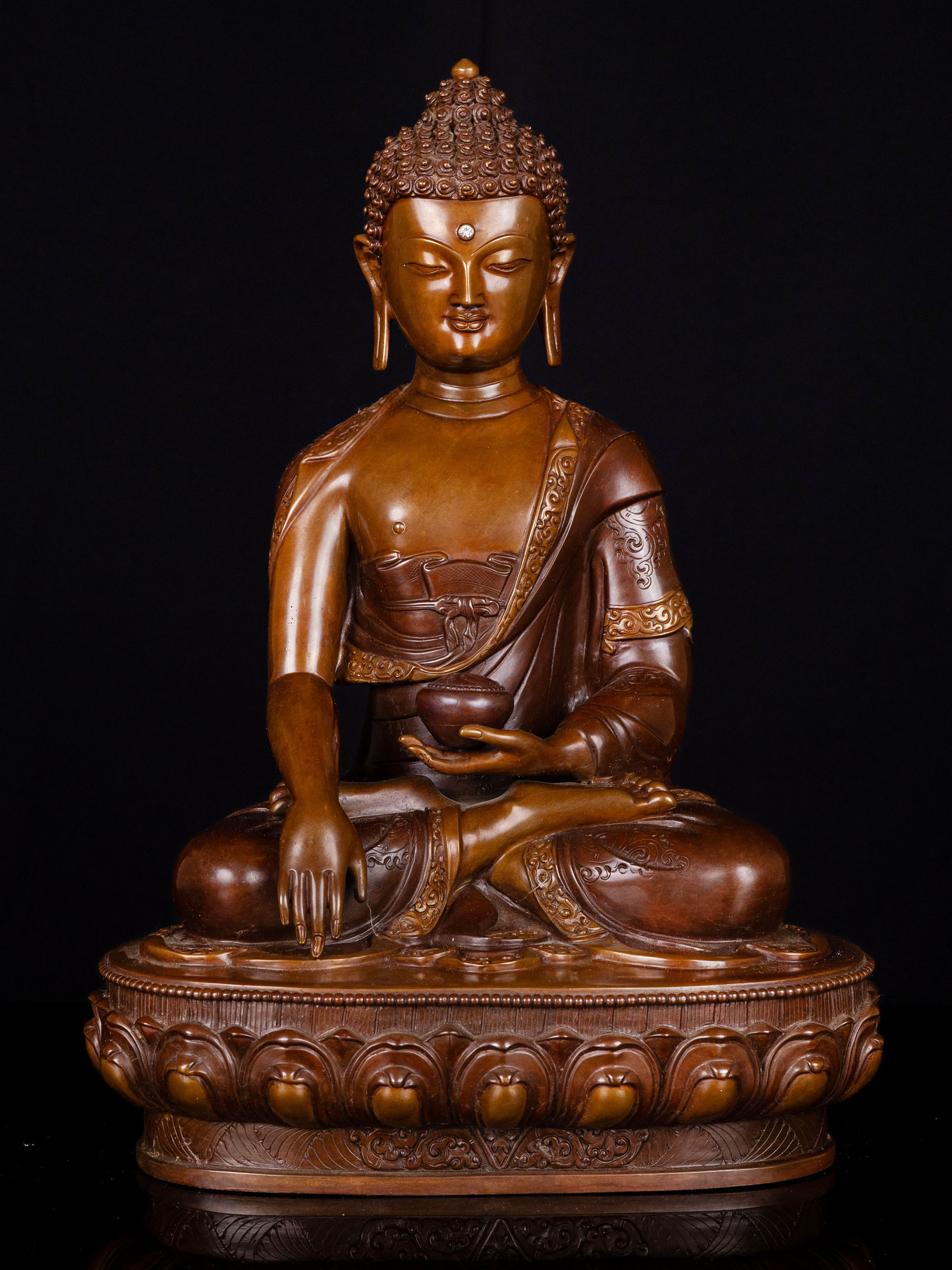 [shakyamuni Buddha], Buddhist Handmade Statue, [chocolate Oxidized]