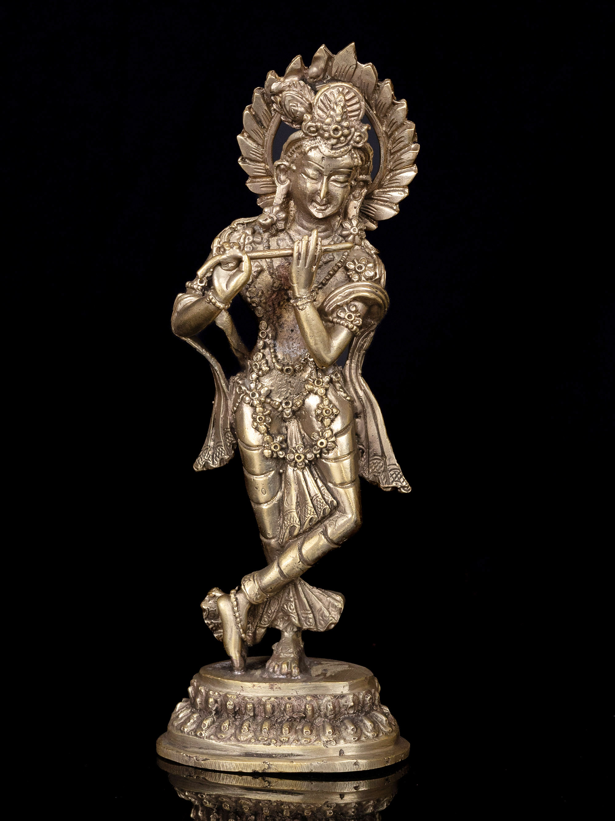 [krishna], Nepali Handmade Statue, [brass Finishing]