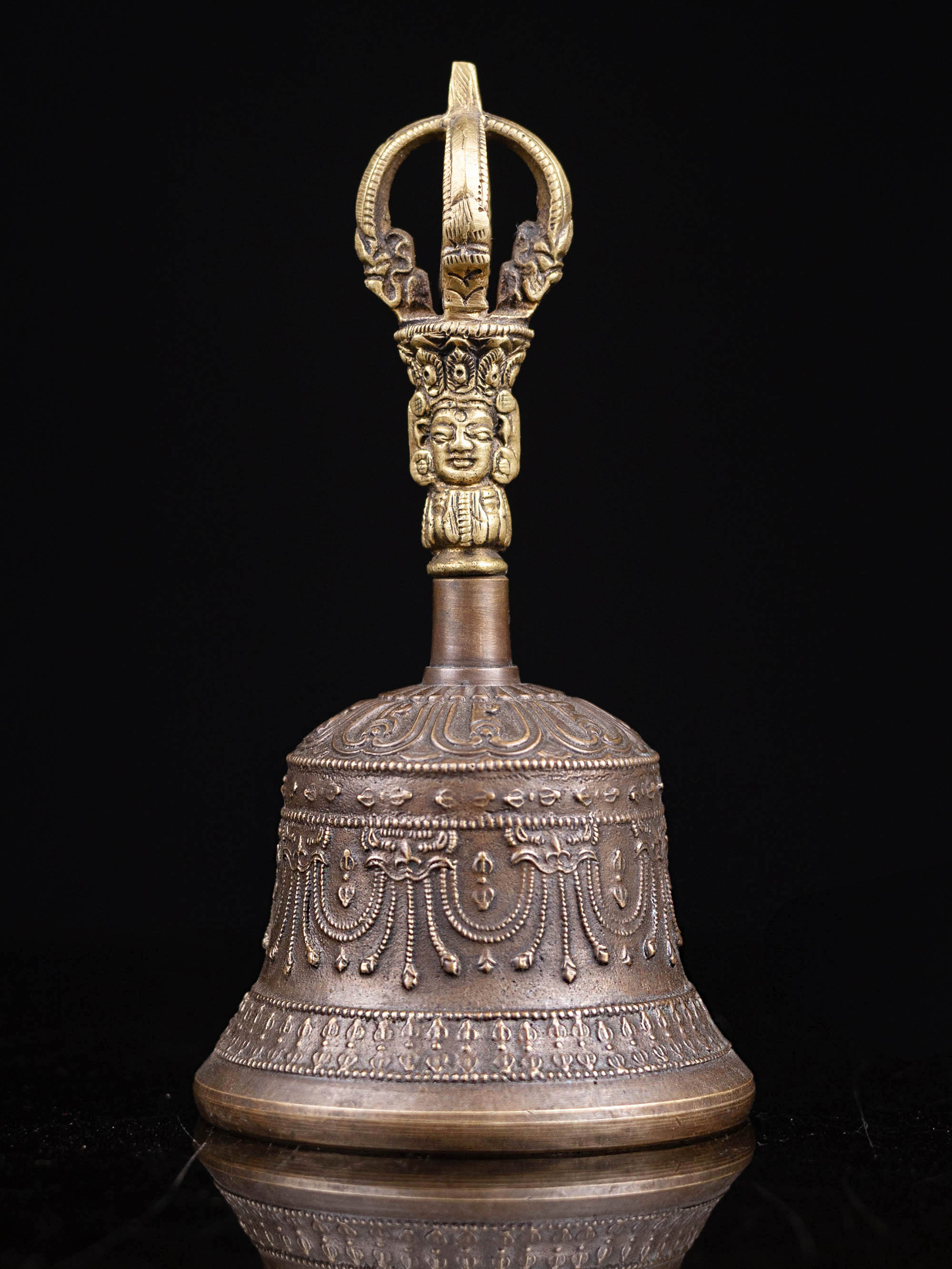 Buddhist [bronze Finishing] Bell With Carving
