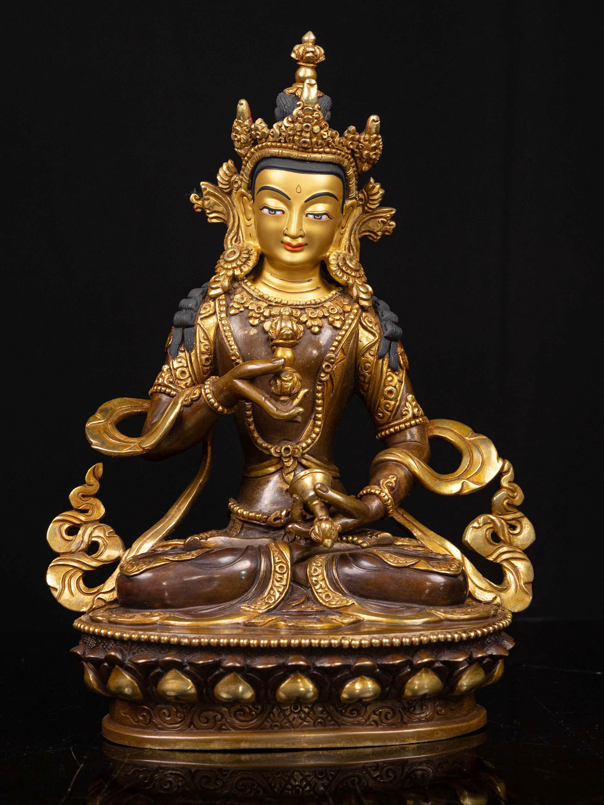 [vajrasattva], Buddhist Handmade Statue, [partly Gold Plated], [face Painted]