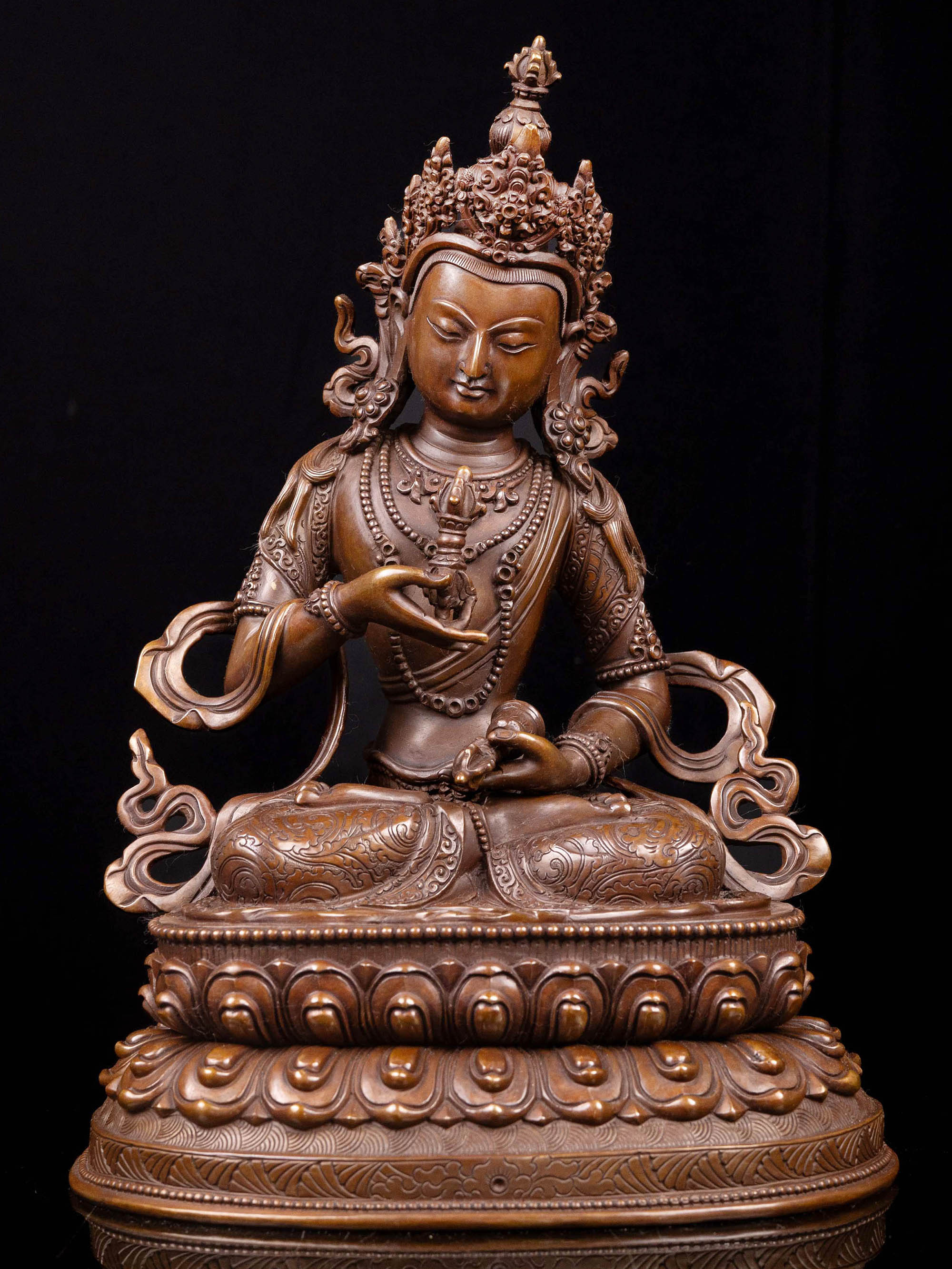 [vajrasattva] With Double Base, Buddhist Handmade Statue, [chocolate Oxidized]