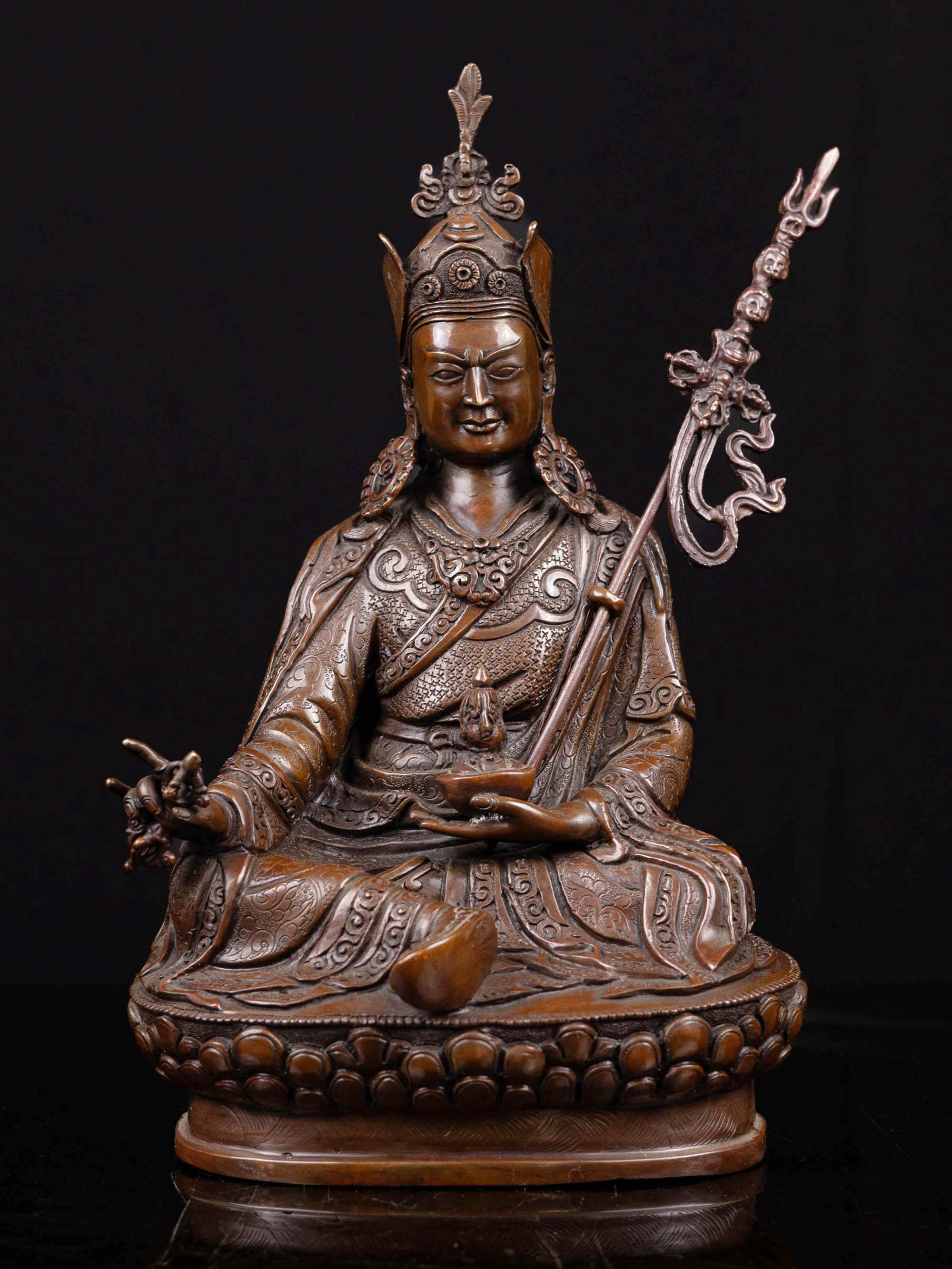 [padmasambhava], Buddhist Handmade Statue, [chocolate Oxidized]
