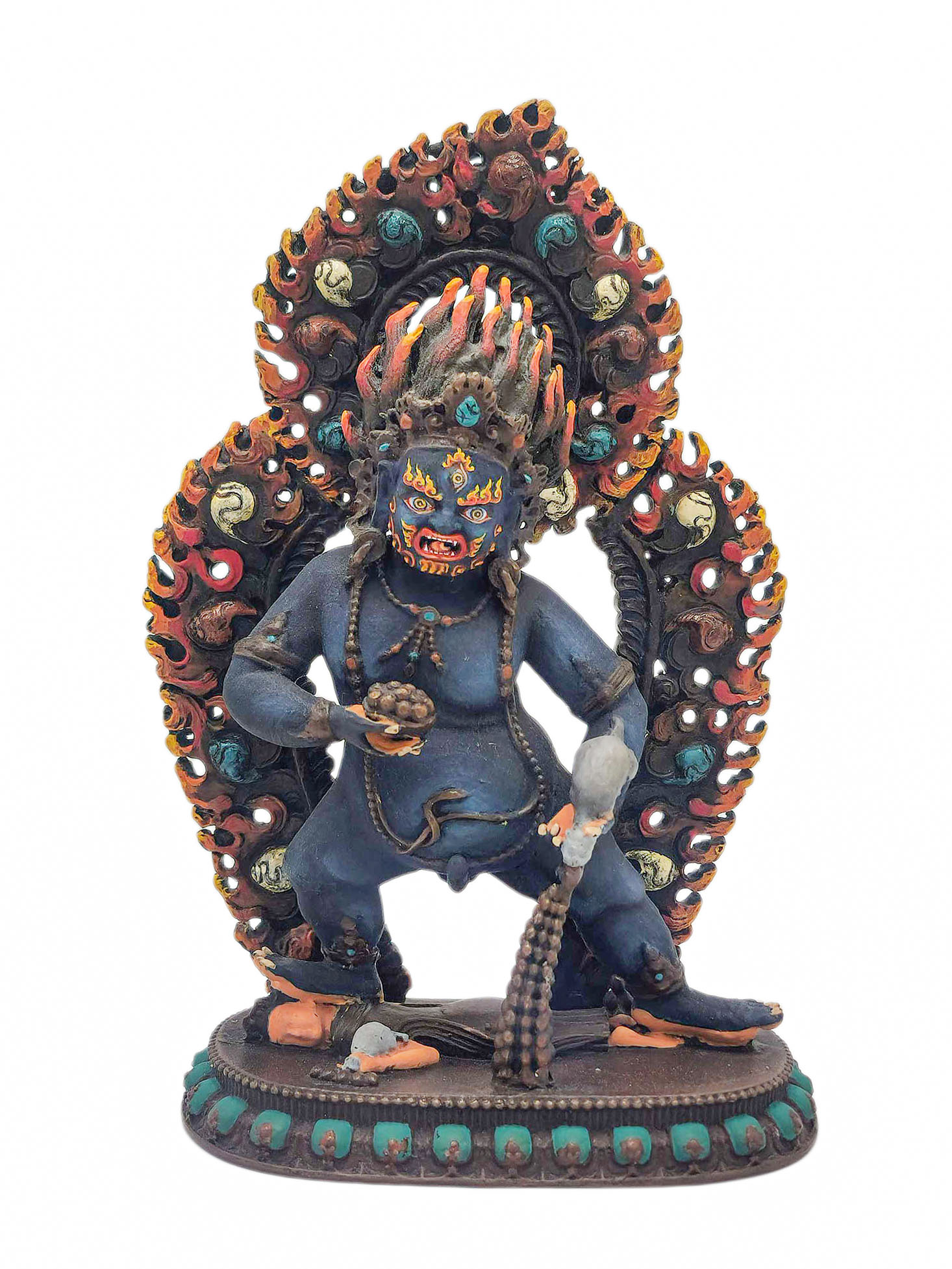 [black Jambhala], Buddhist Miniature Statue, [thangka Color Finishing]