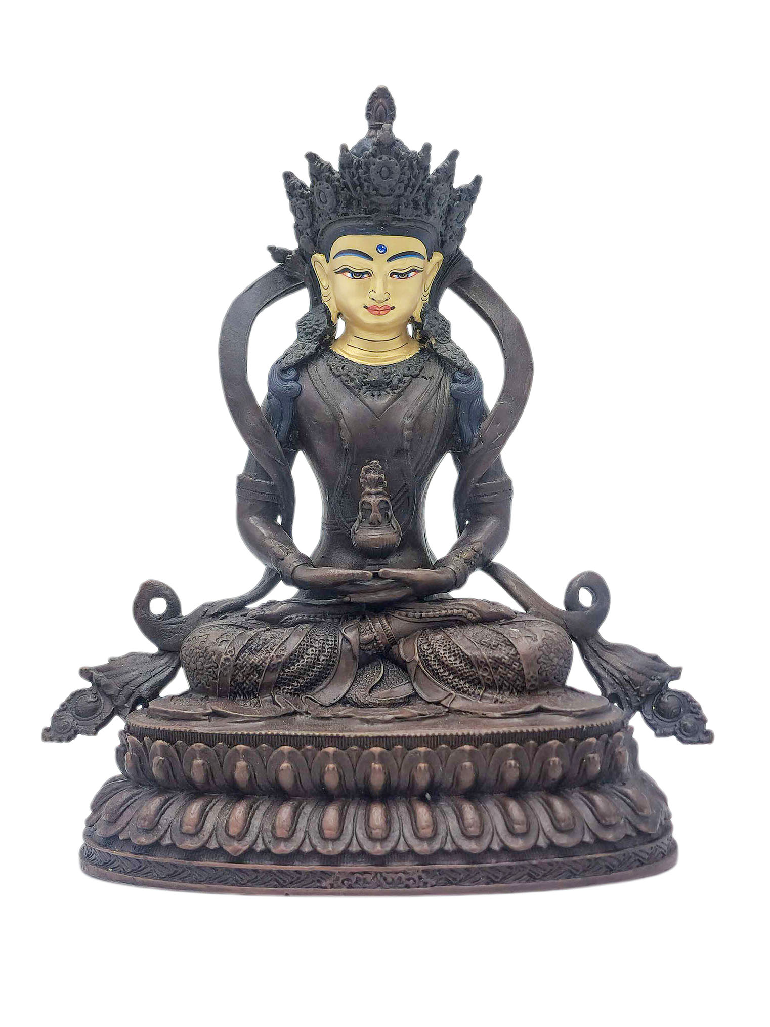 [aparimita], Buddhist Miniature Statue, [chocolate Oxidized], [face Painted]