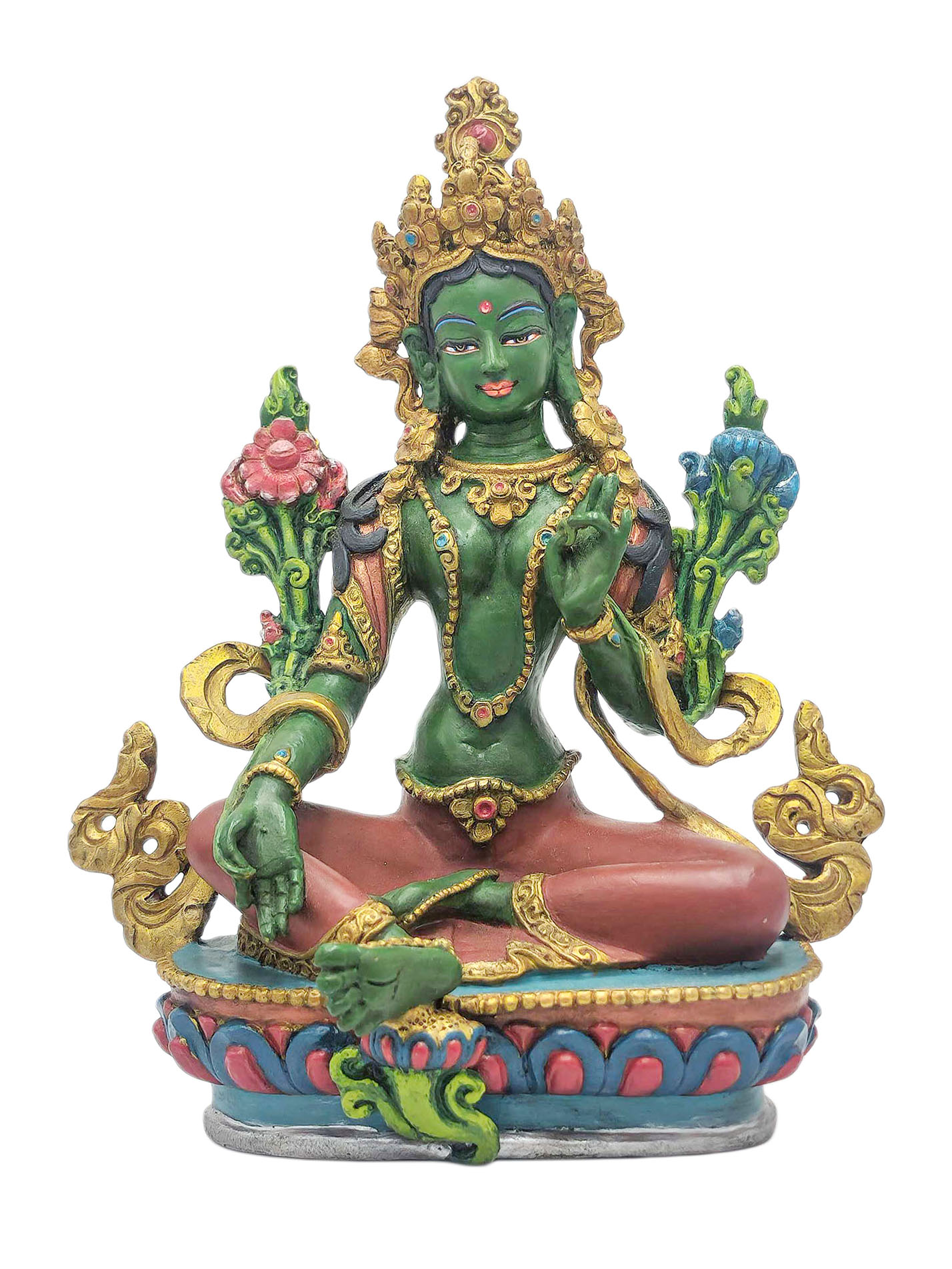 [green Tara], Buddhist Miniature Statue, [thangka Color Finishing]