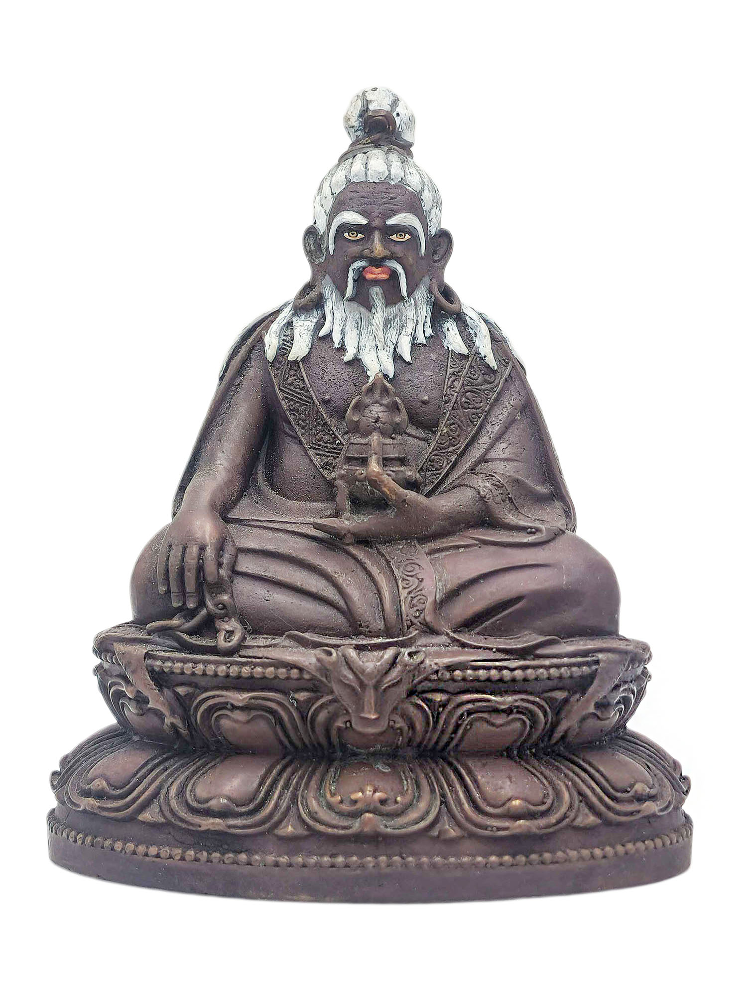 [4th Zhabdrung Rinpoche], Buddhist Miniature Statue, [chocolate Oxidized], [thangka Color Finishing]