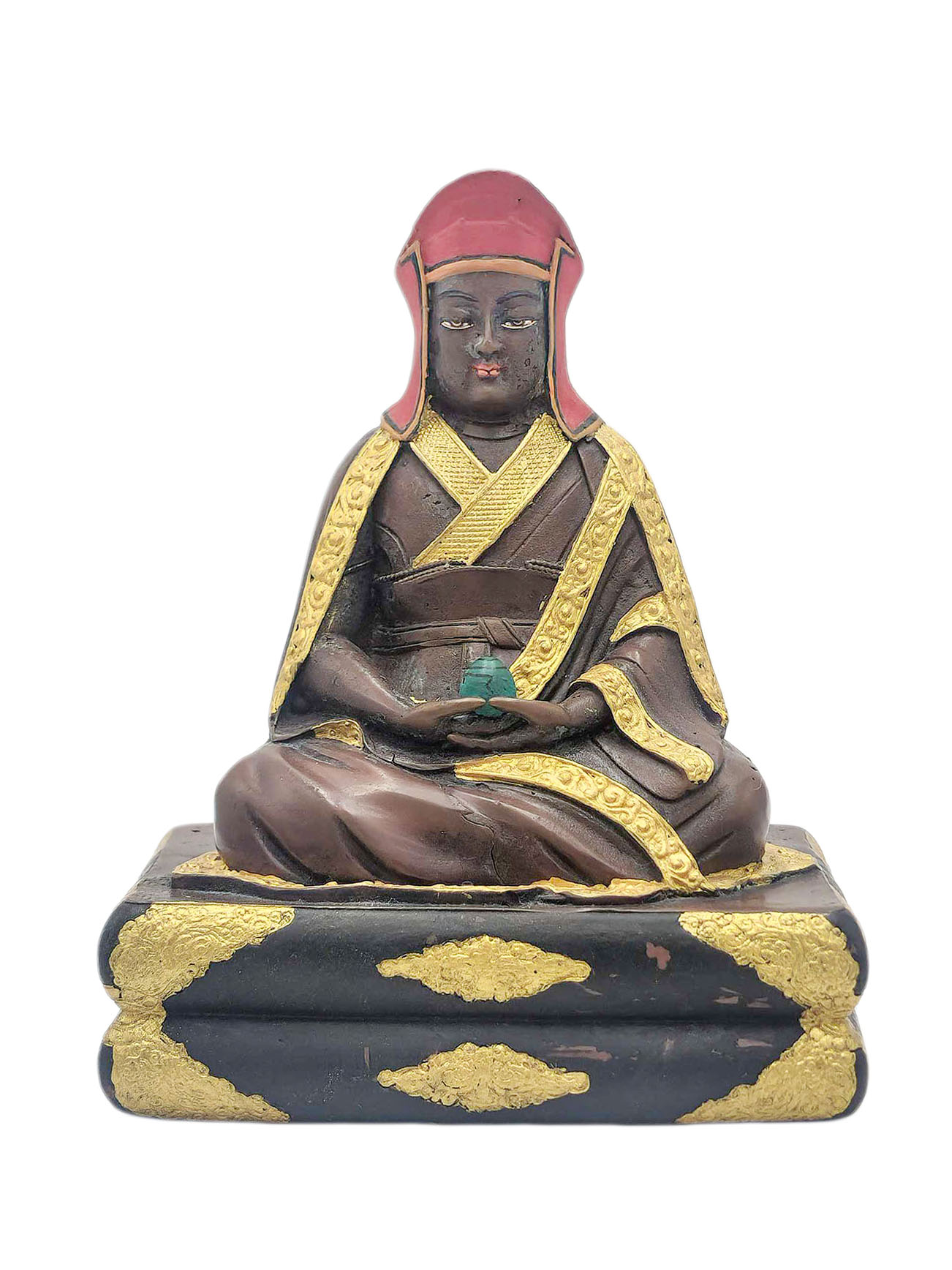 [gampopa], Buddhist Miniature Statue, [chocolate Oxidized]
