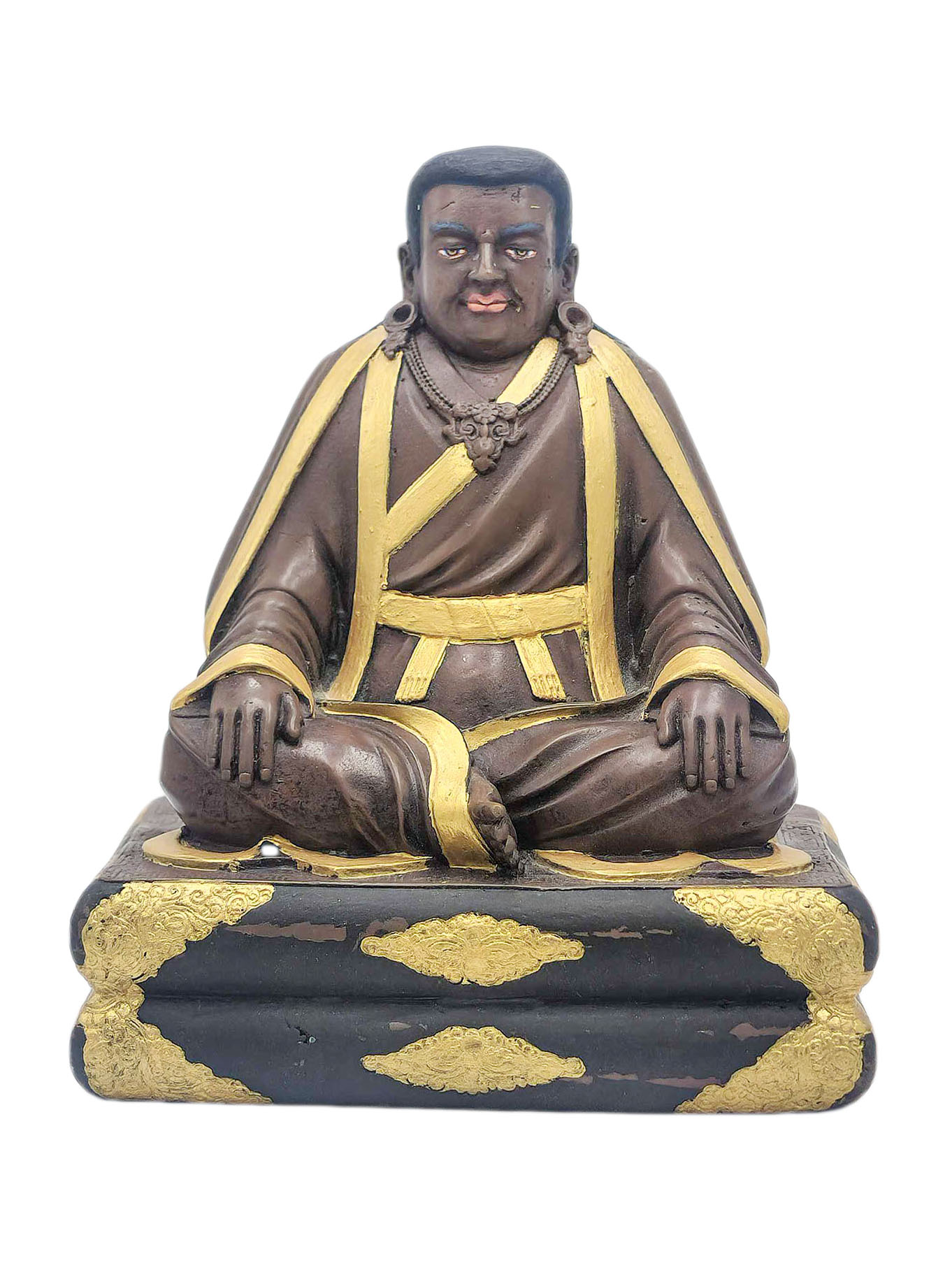 [marpa Lotsawa], Buddhist Miniature Statue, [chocolated Oxidized]