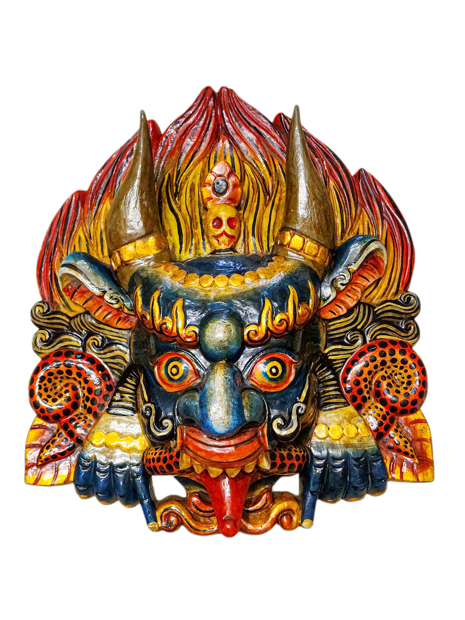 Buddhist Wooden Mask Of [garuda], Tibetan Style Wtih [traditional Colors], Poplar Wood
