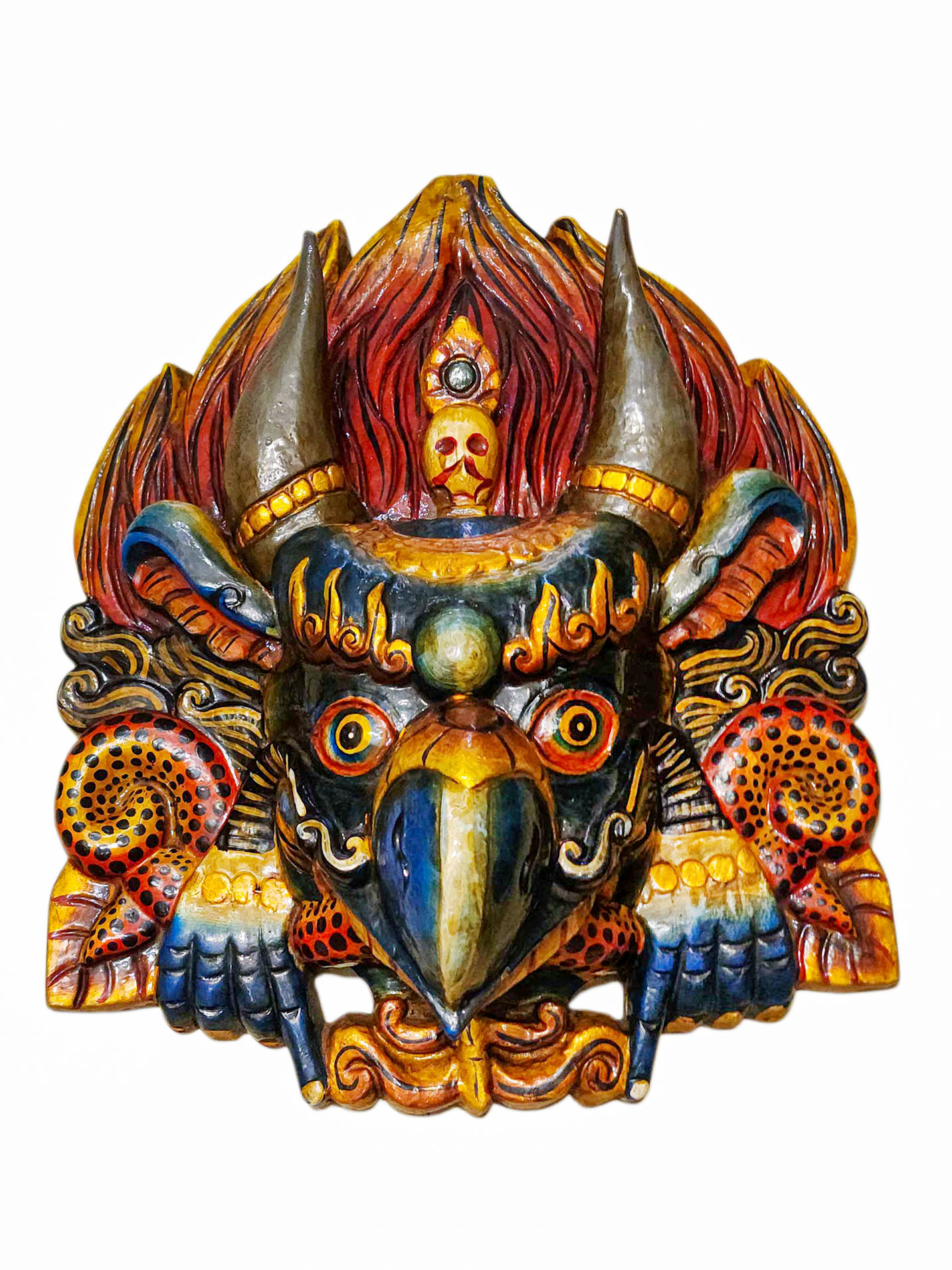 Buddhist Wooden Mask Of [garuda], Tibetan Style Wtih [traditional Colors], Poplar Wood