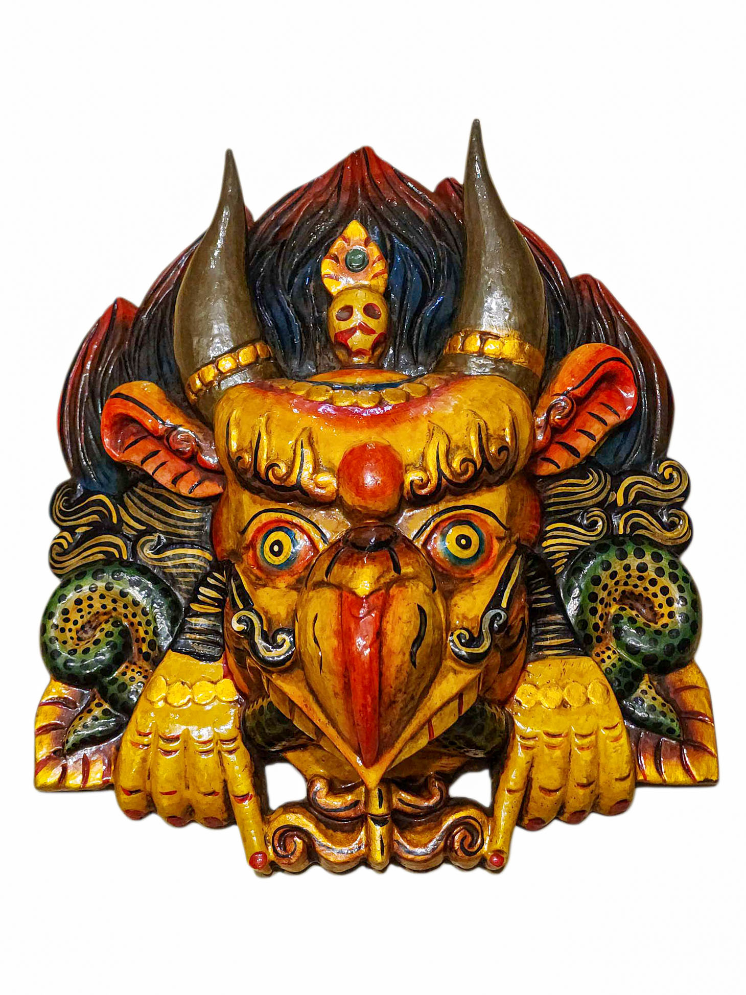 Buddhist Wooden Mask Of [garuda], Tibetan Style Wtih [traditional Colors], Poplar Wood