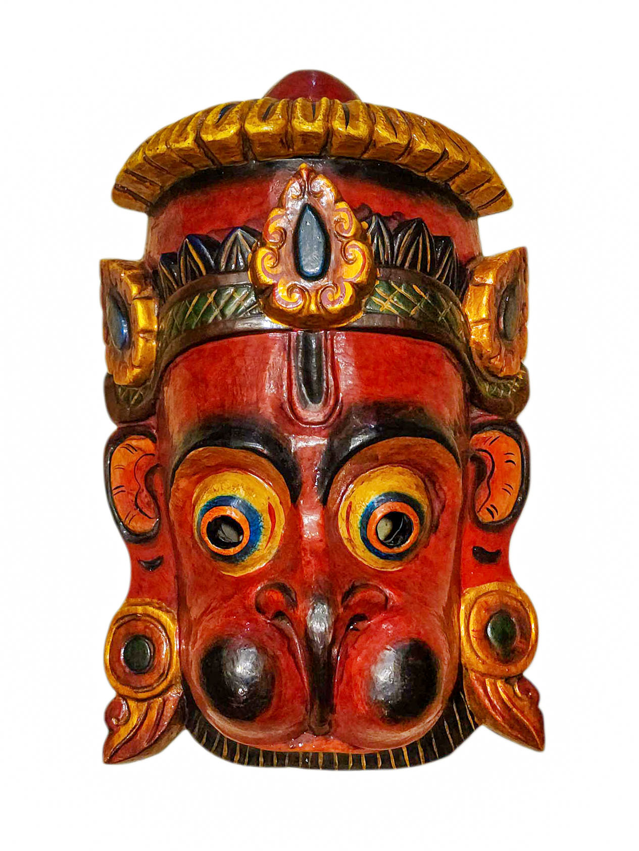 Buddhist Wooden Mask Of [hanuman], Tibetan Style Wtih [traditional Colors], Poplar Wood