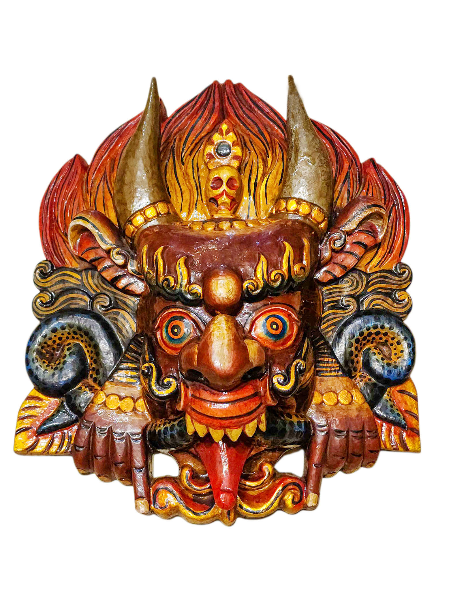 Buddhist Wooden Mask Of [garuda], Tibetan Style Wtih [traditional Colors], Poplar Wood