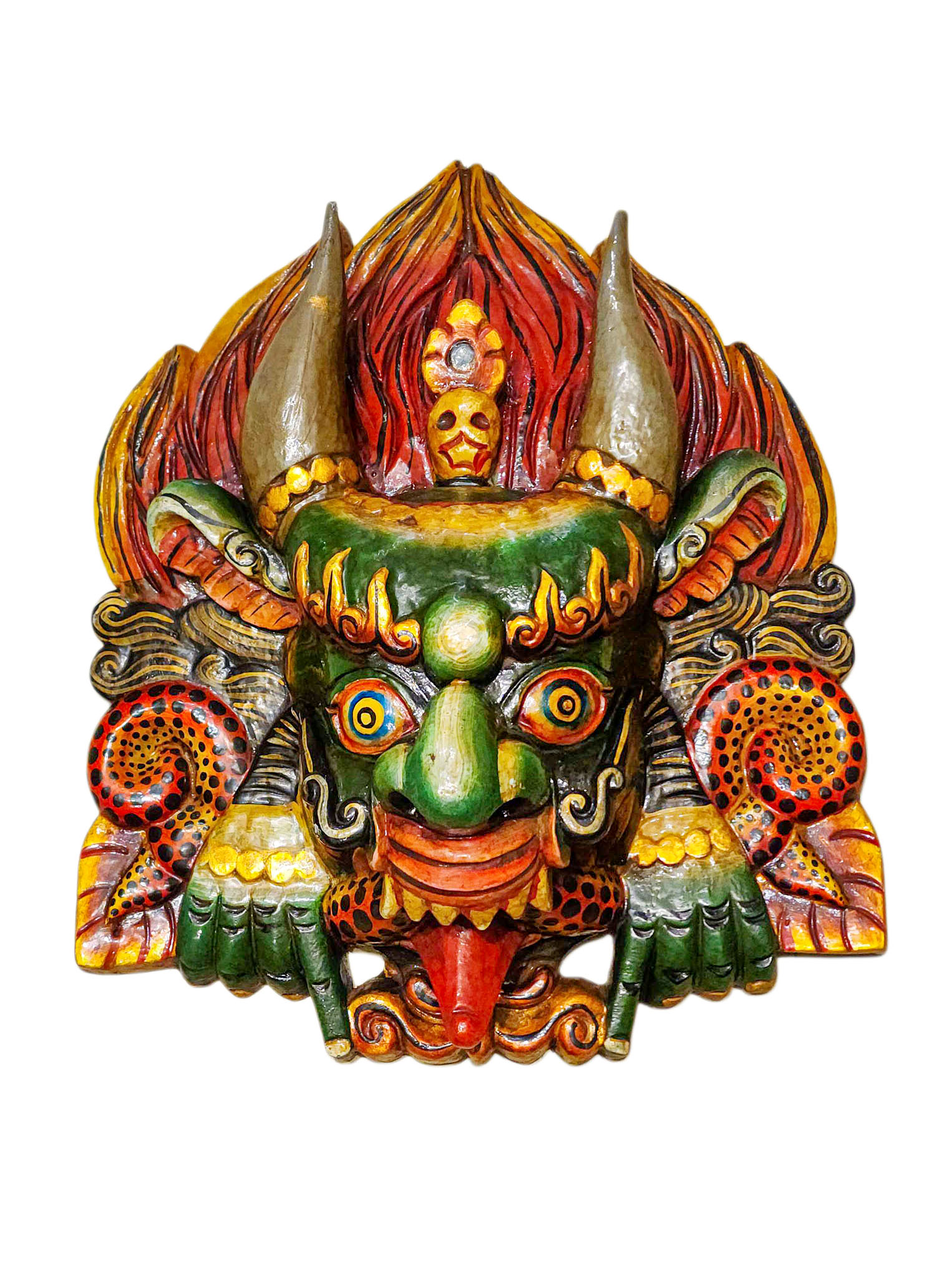Buddhist Wooden Mask Of [garuda], Tibetan Style Wtih [traditional Colors], Poplar Wood