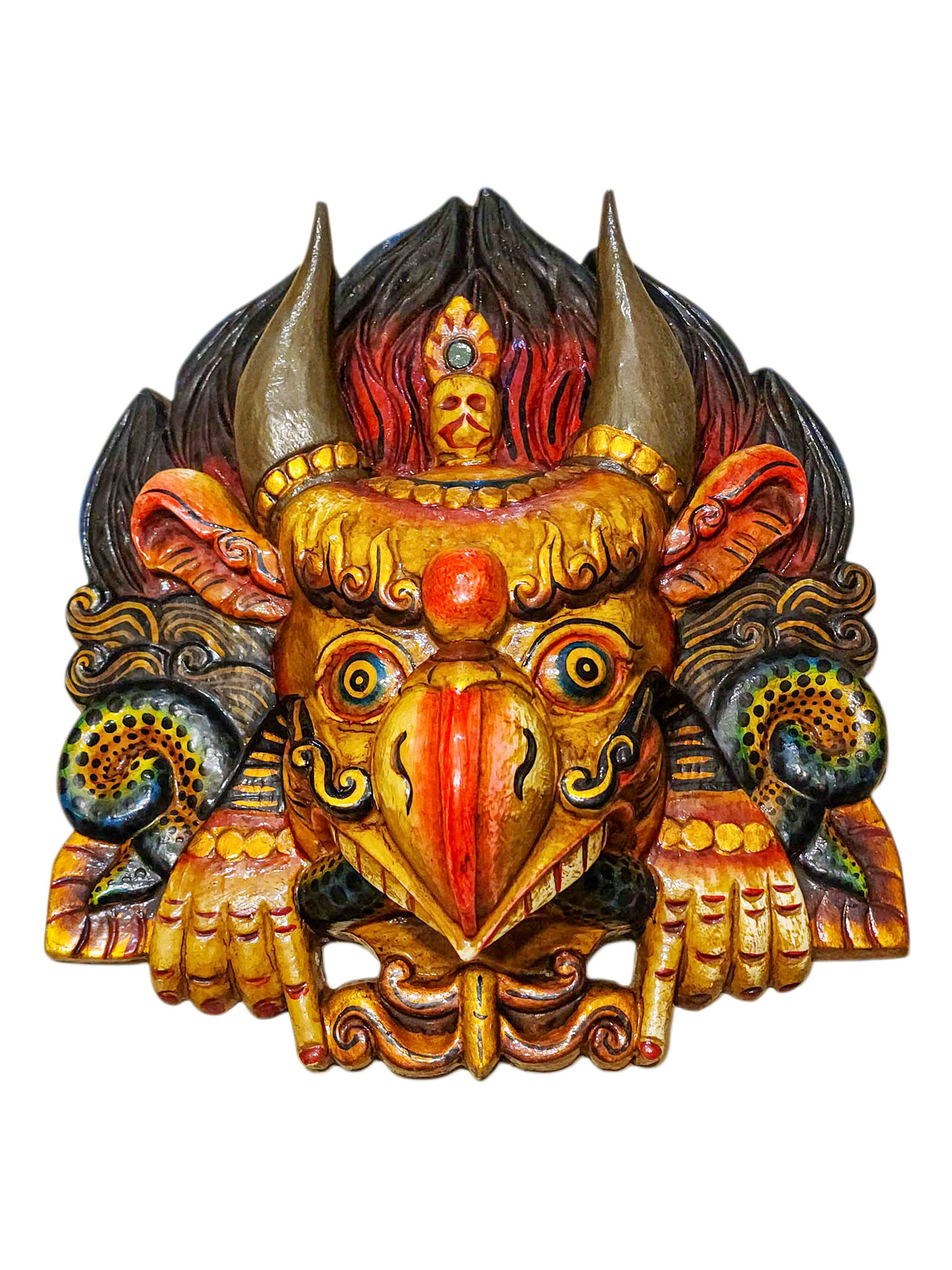 Buddhist Wooden Mask Of [garuda], Tibetan Style Wtih [traditional Colors], Poplar Wood