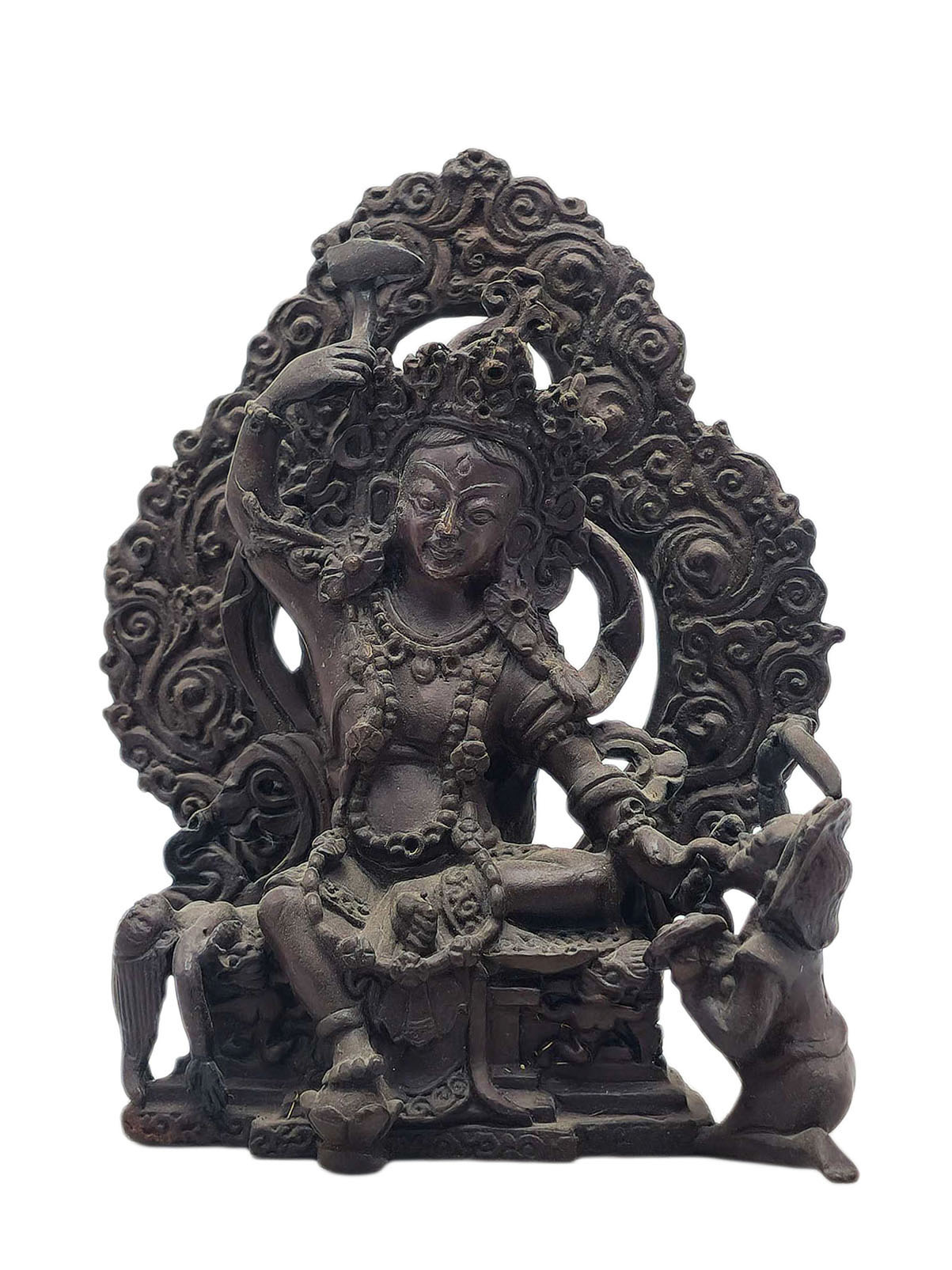 [banglamukhi], Buddhist Miniature Statue, [chocolate Oxidized]
