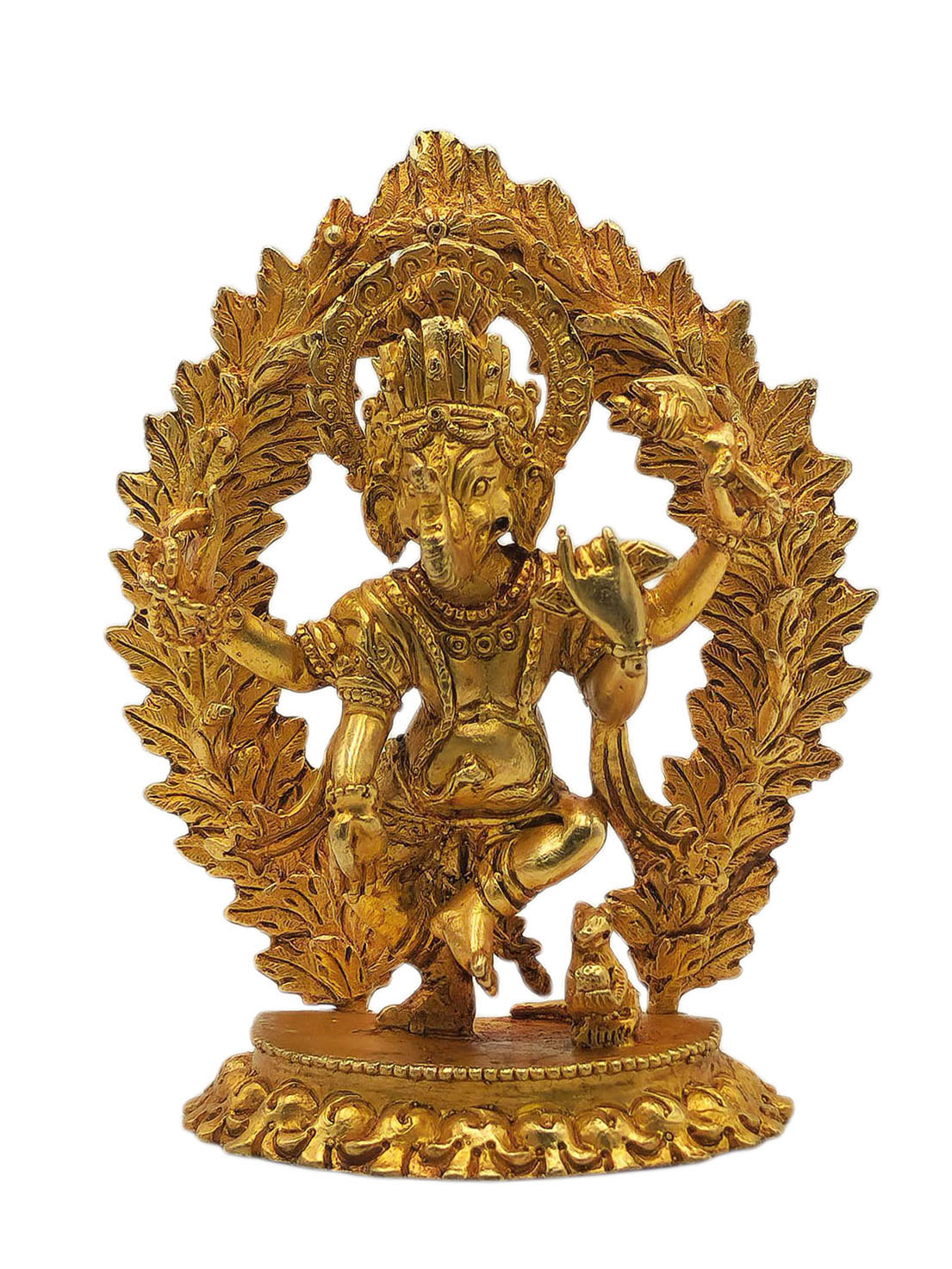 [four Arms Ganesh], Buddhist Miniature Statue, [full Gold Plated]