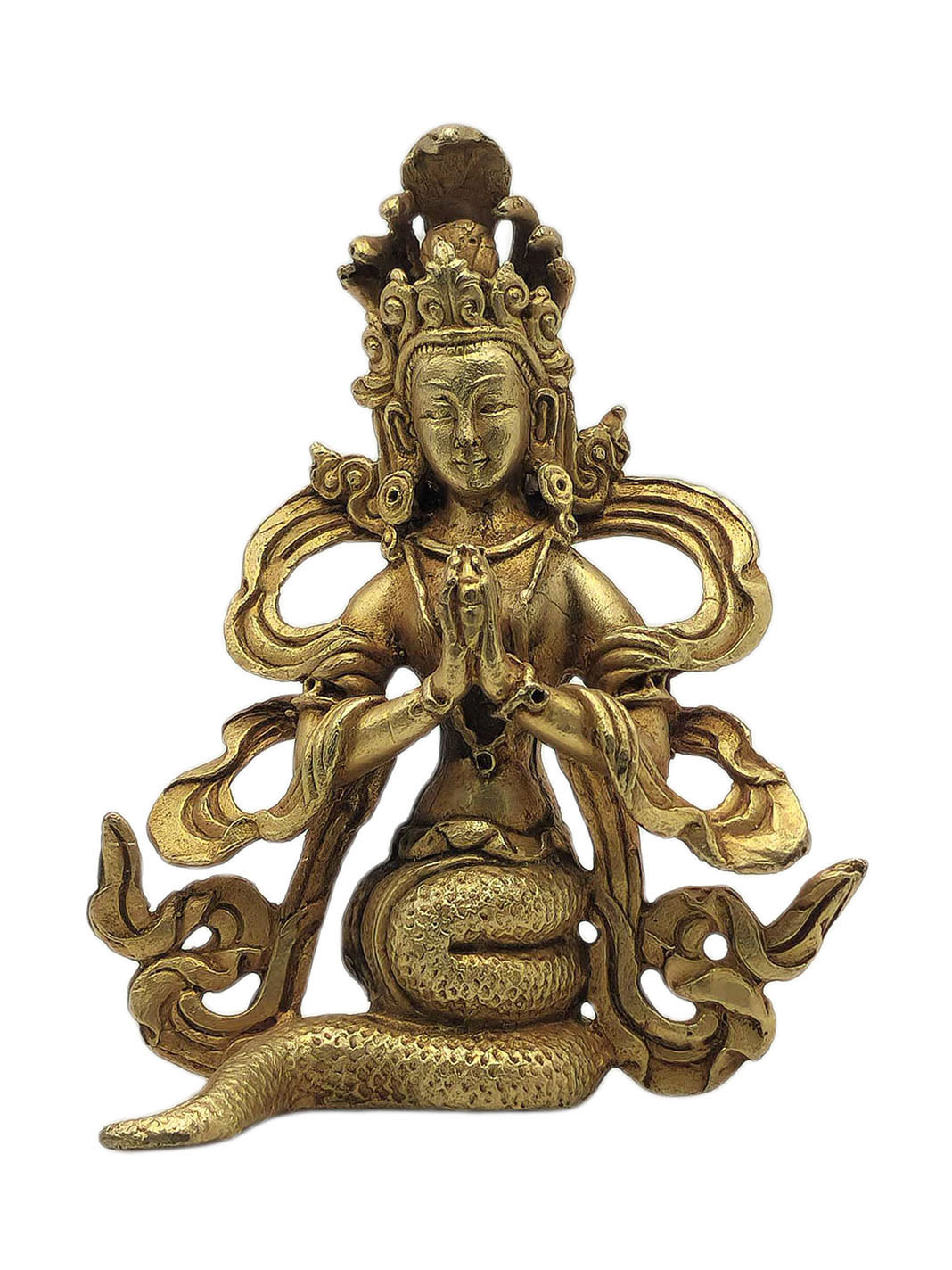 [naga Kanya], Buddhist Miniature Statue, [full Gold Plated]