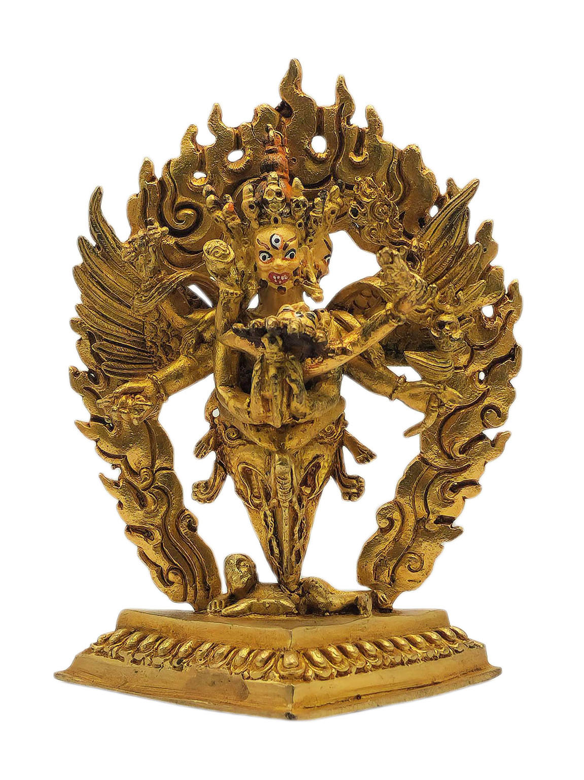 [vajrakilaya Shakti], Buddhist Miniature Statue, [full Gold Plated], [face Painted]