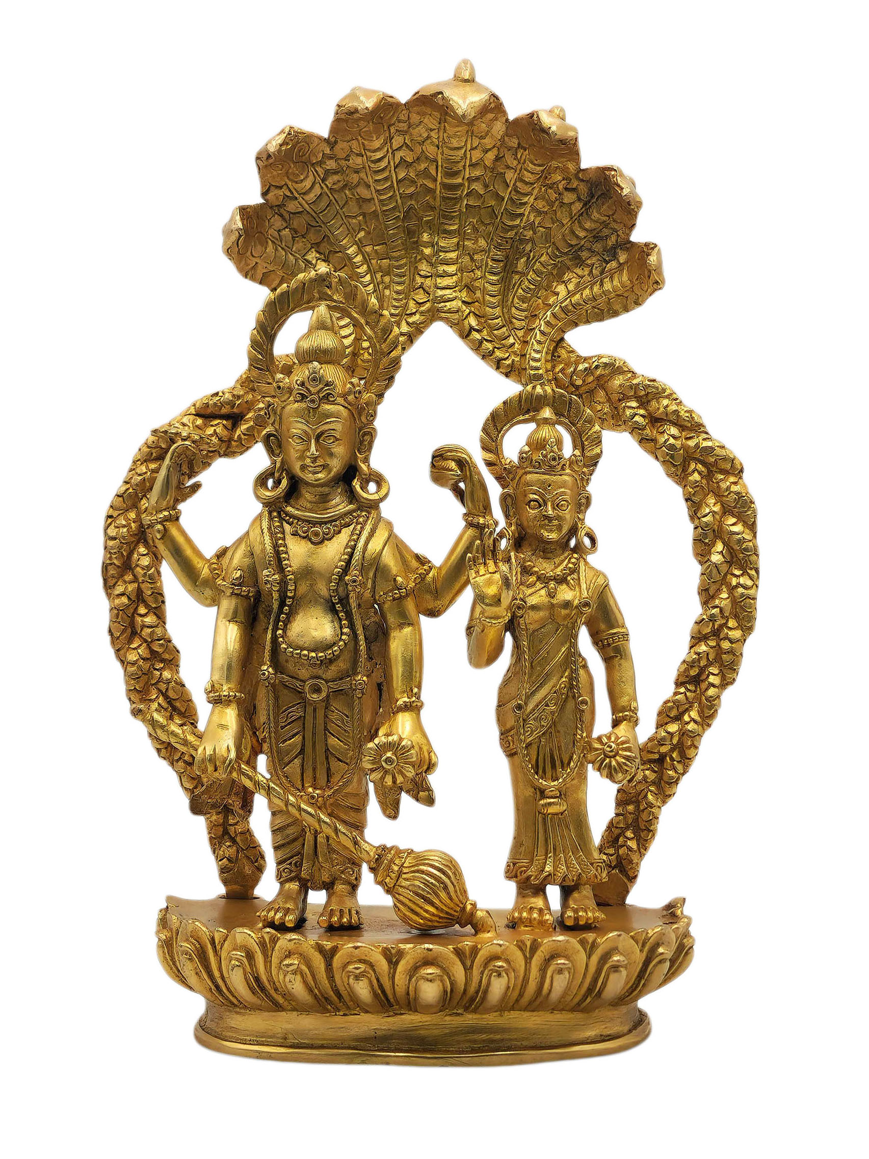 [vishnu And Lakshmi], Buddhist Miniature Statue, [full Gold Plated]