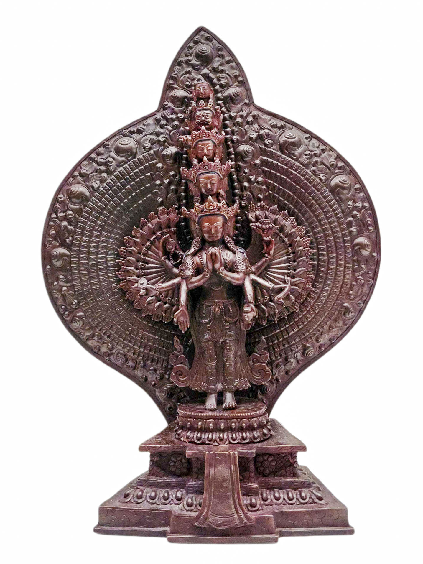 [1000] Thousand Arms [sahasrabhuja Avalokitesvara], Buddhist Handmade Statue, [chocolate Oxidized]