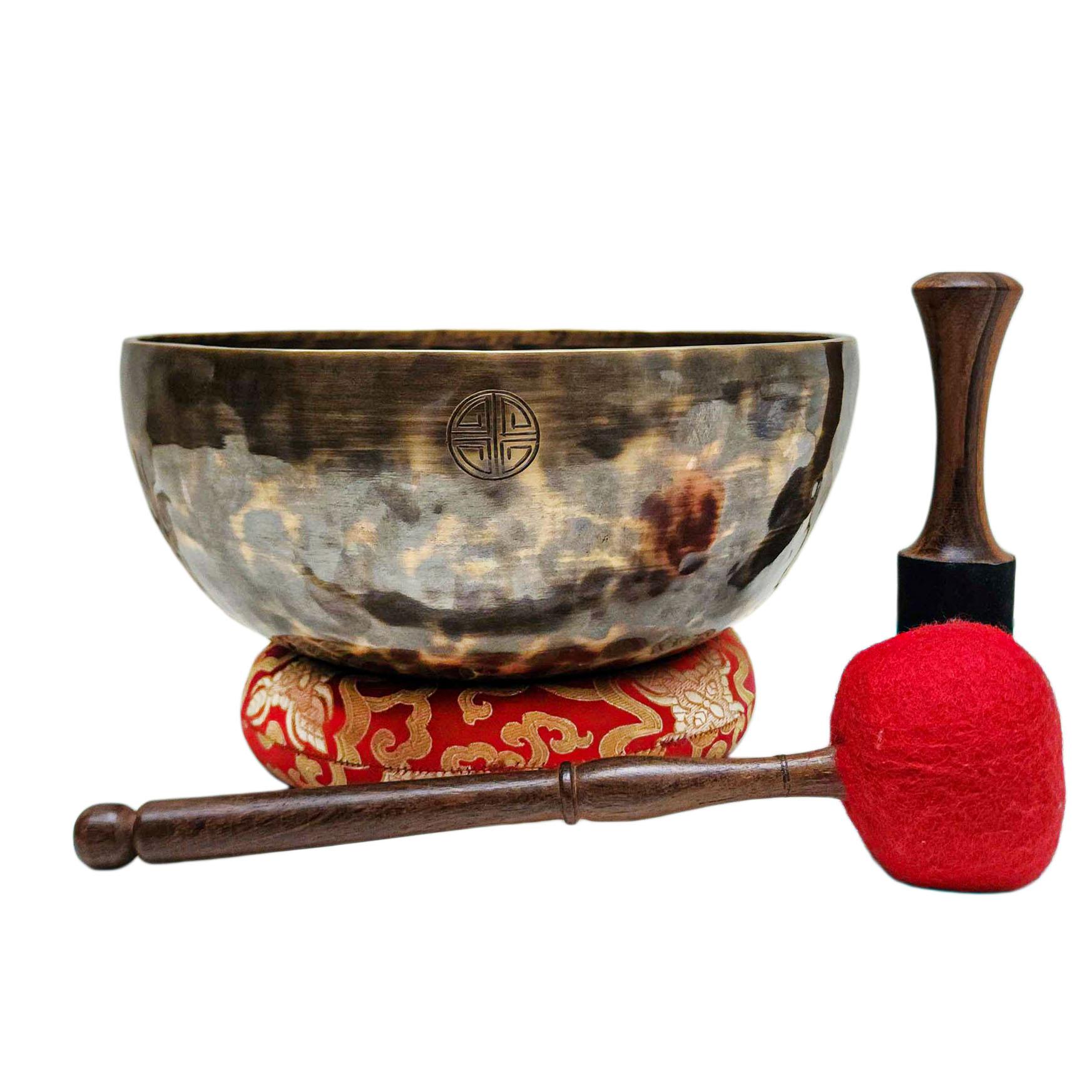 [full Moon Bowl], Moon Carved, Buddhist Hand Beaten, Antique Finishing, [select Accessories]