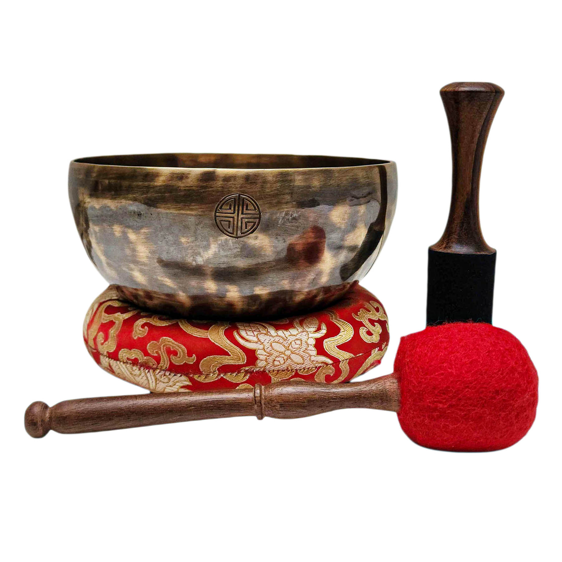 [full Moon Bowl], Moon Carved, Buddhist Hand Beaten, Antique Finishing, [select Accessories]