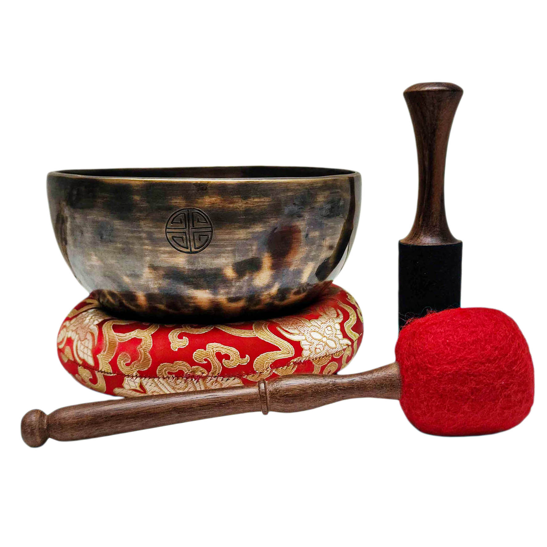 [full Moon Bowl], Moon Carved, Buddhist Hand Beaten, Antique Finishing, [select Accessories]