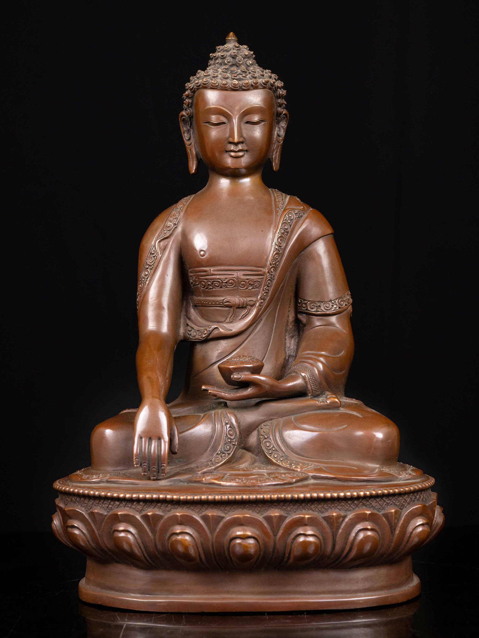 [shakyamuni Buddha], Buddhist Handmade Statue, [chocolate Oxidized]