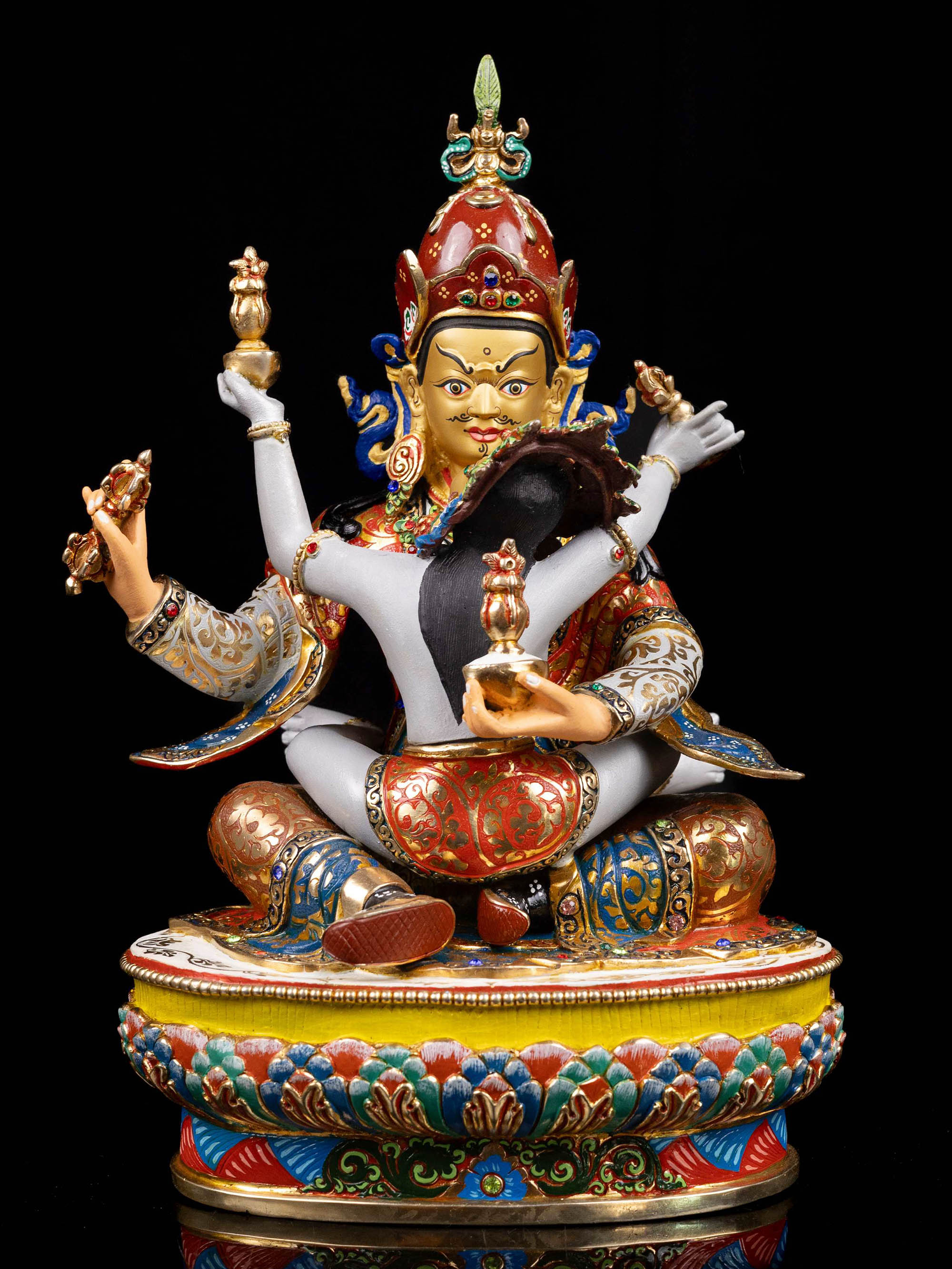 [padmasambhava Shakti Or Consort], Buddhist Handmade Statue, [full Gold Plated], [face Painted]