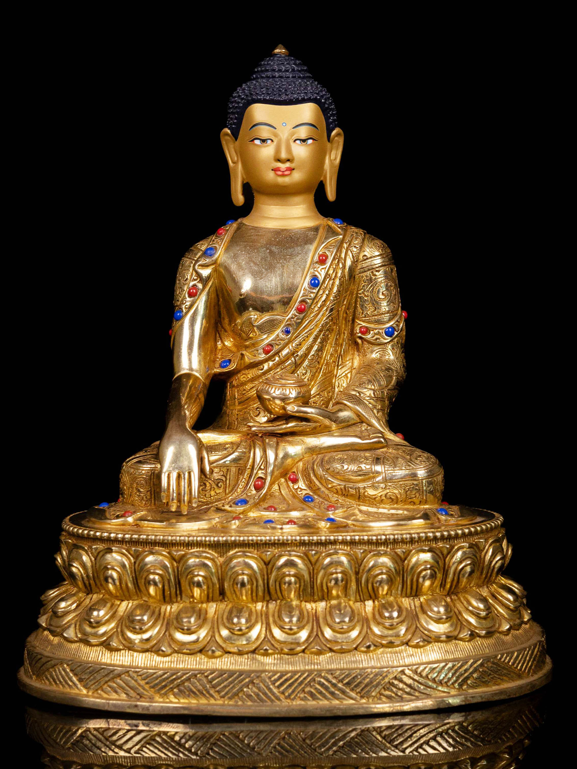 [shakyamuni Buddha], Buddhist Handmade Statue, [full Gold Plated], [face Painted]
