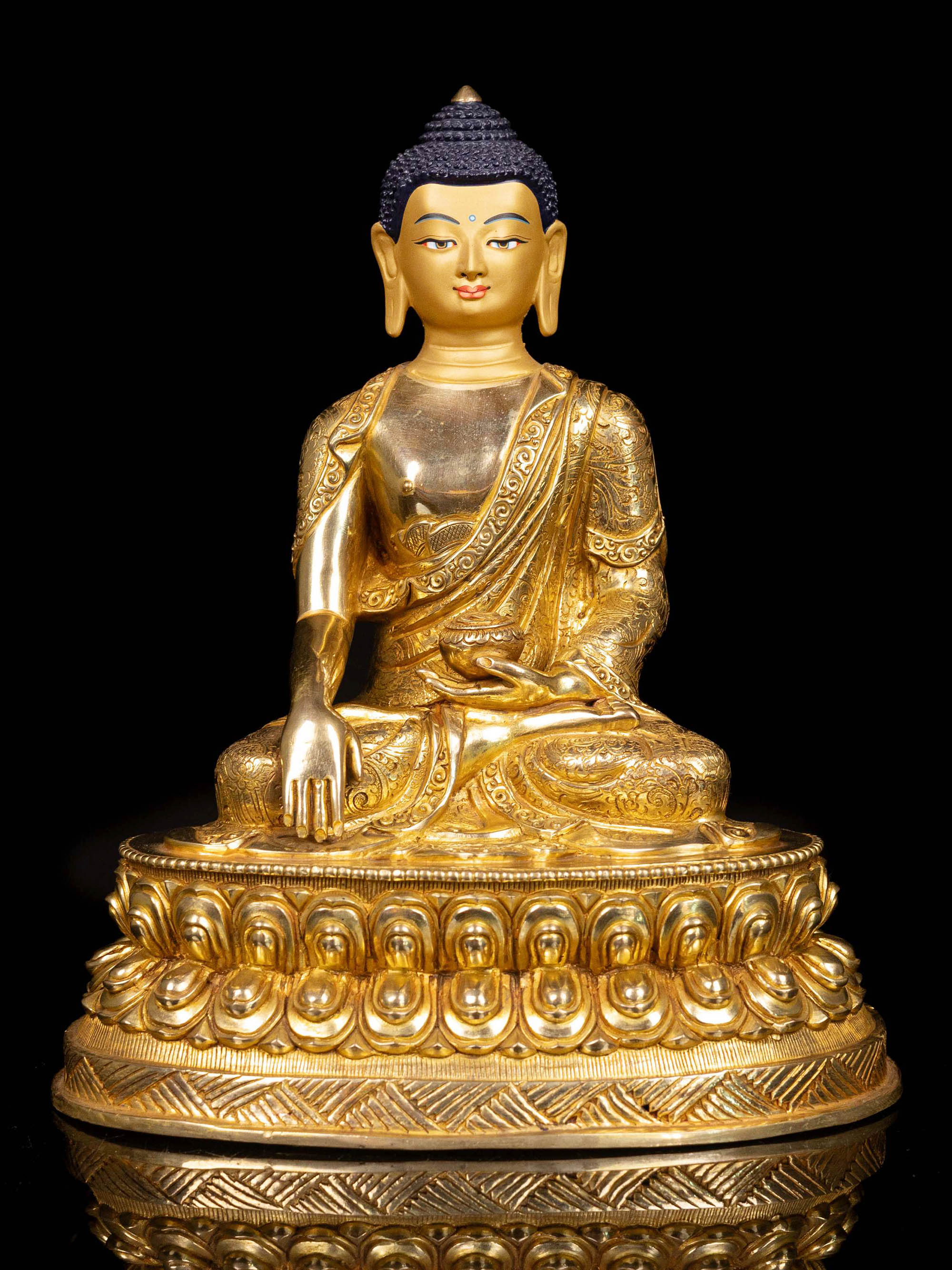 [shakyamuni Buddha], Buddhist Handmade Statue, [full Gold Plated], [face Painted]